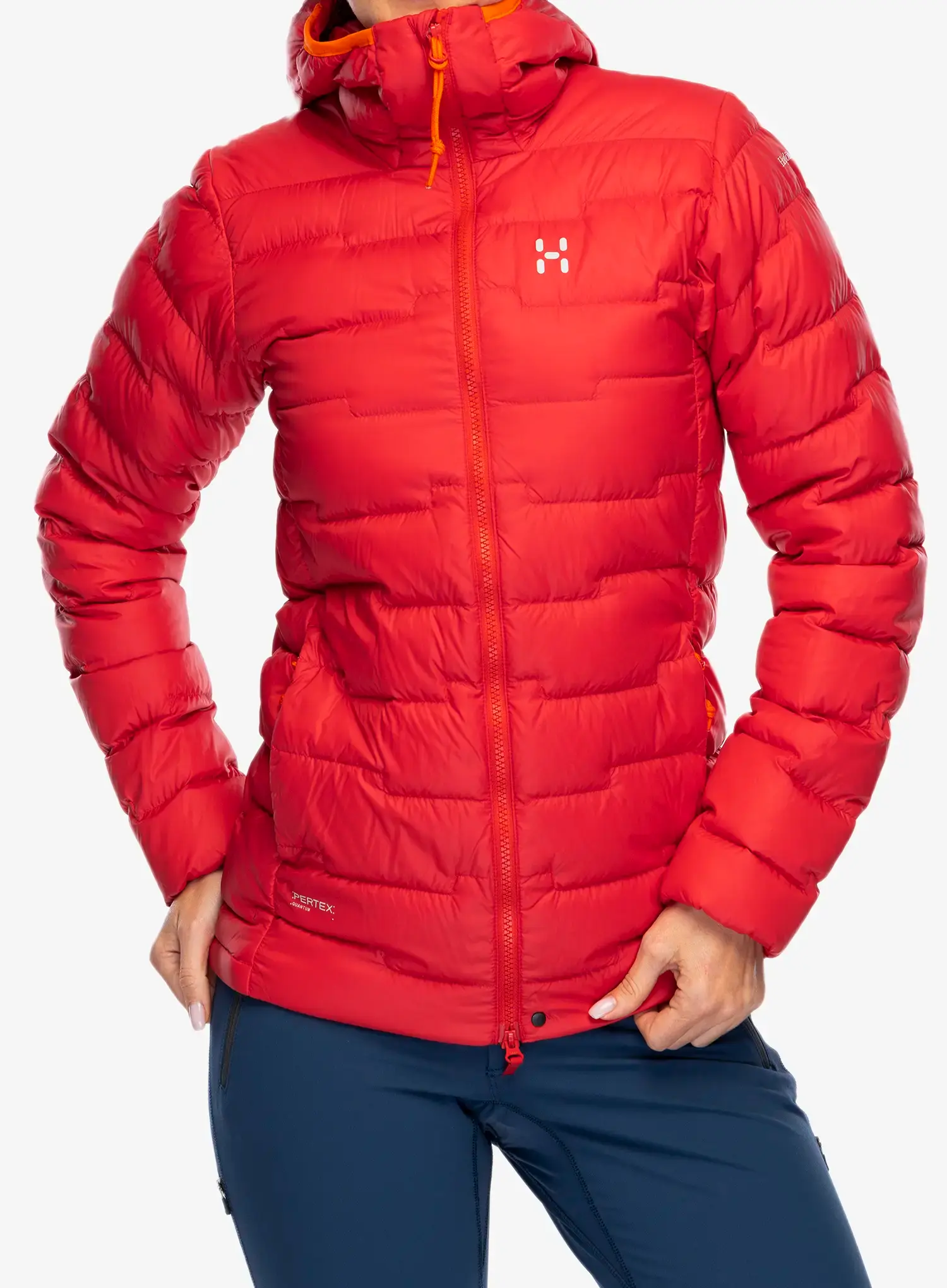 Dámská péřová bunda Haglofs ROC Flash Down Hood - bright red