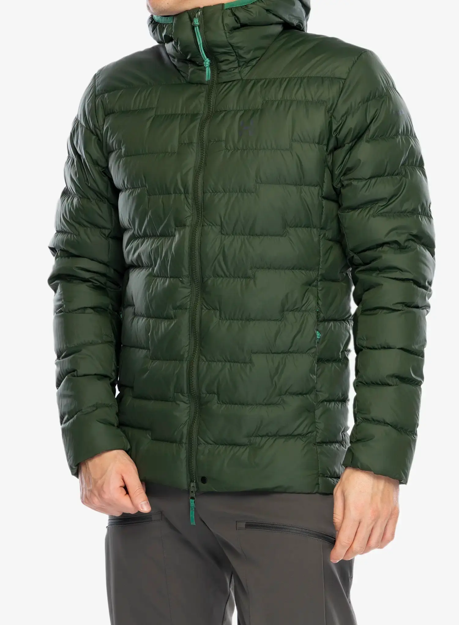 Péřová bunda Haglofs ROC Flash Down Hood - seaweed green
