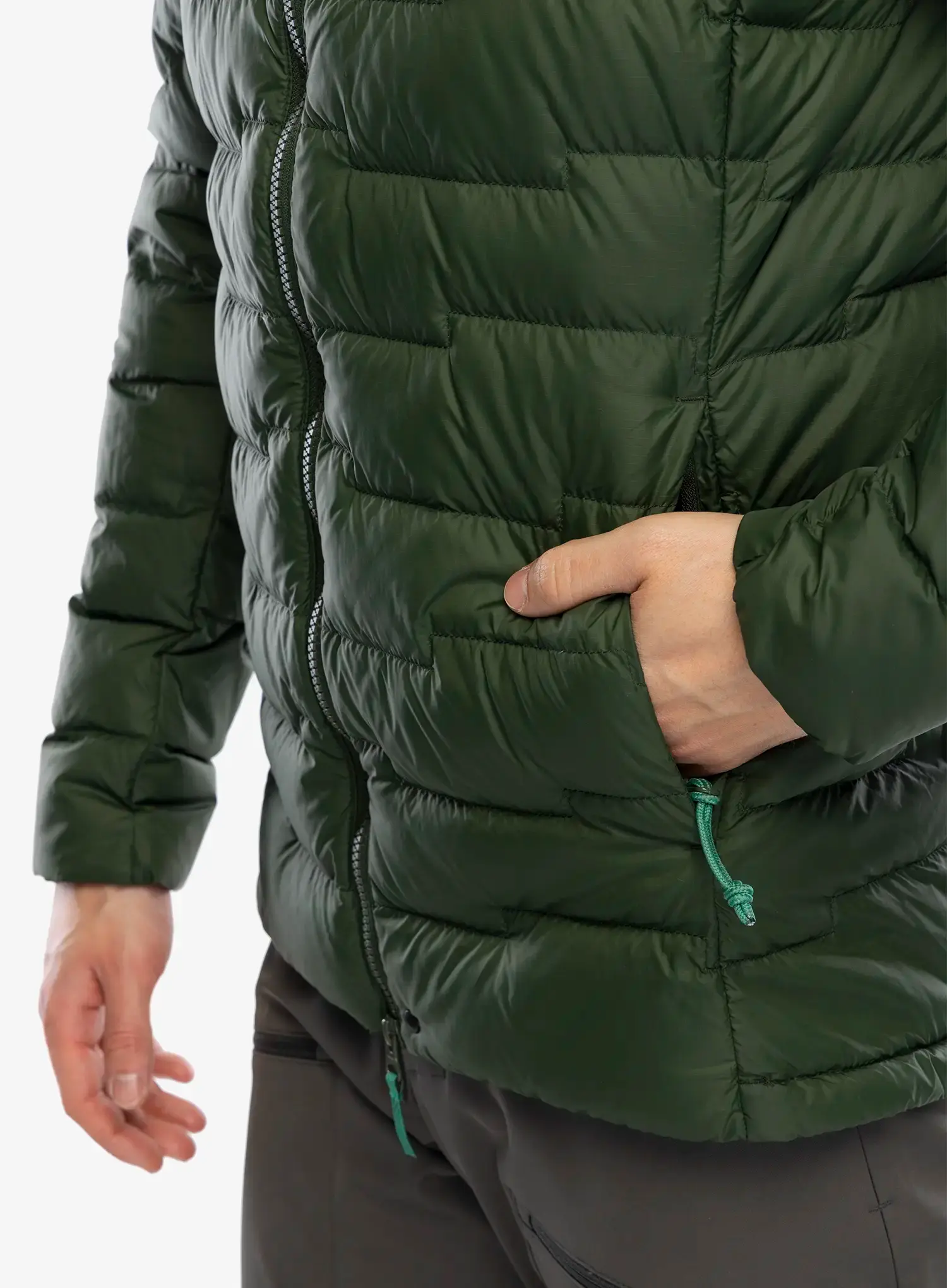 Péřová bunda Haglofs ROC Flash Down Hood - seaweed green