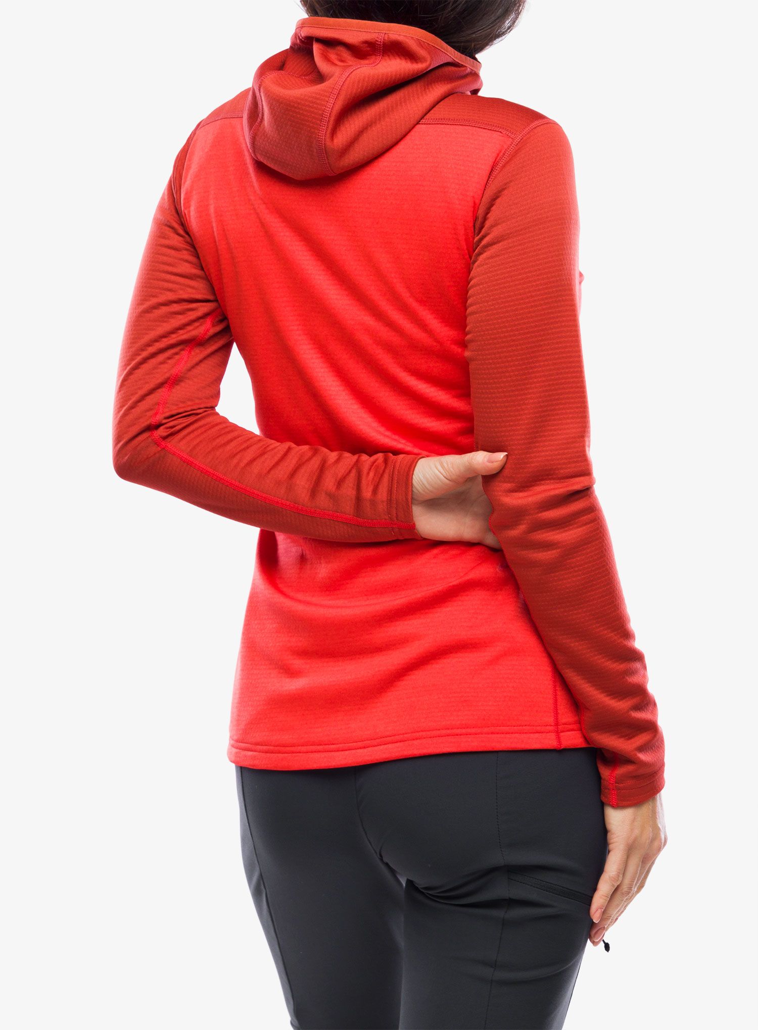 Fleece mikina dámská Haglofs ROC Flash Mid Hood - corrosion/poppy red