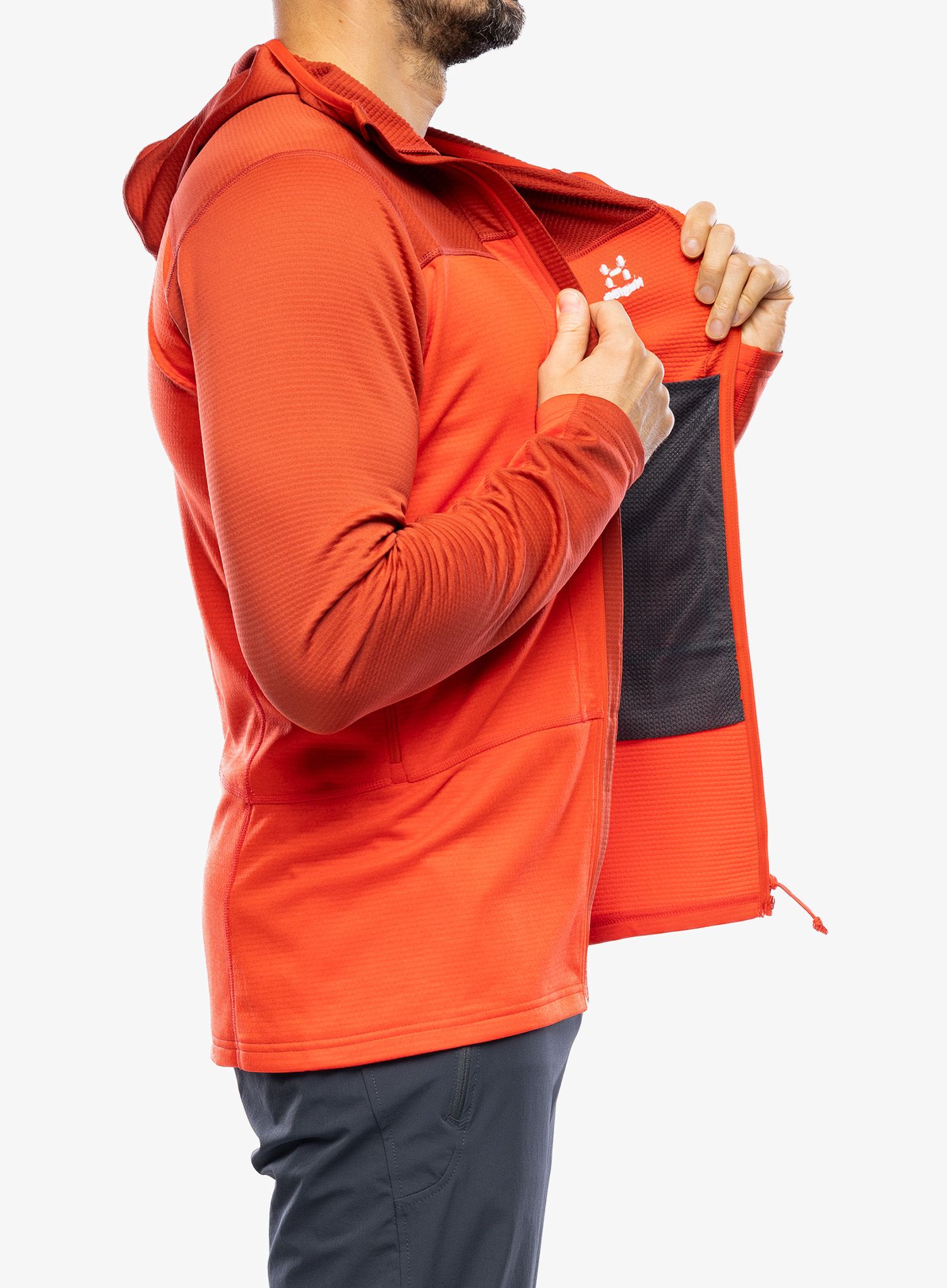 Fleece mikina Haglofs ROC Flash Mid Hood - corrosion/zenith red