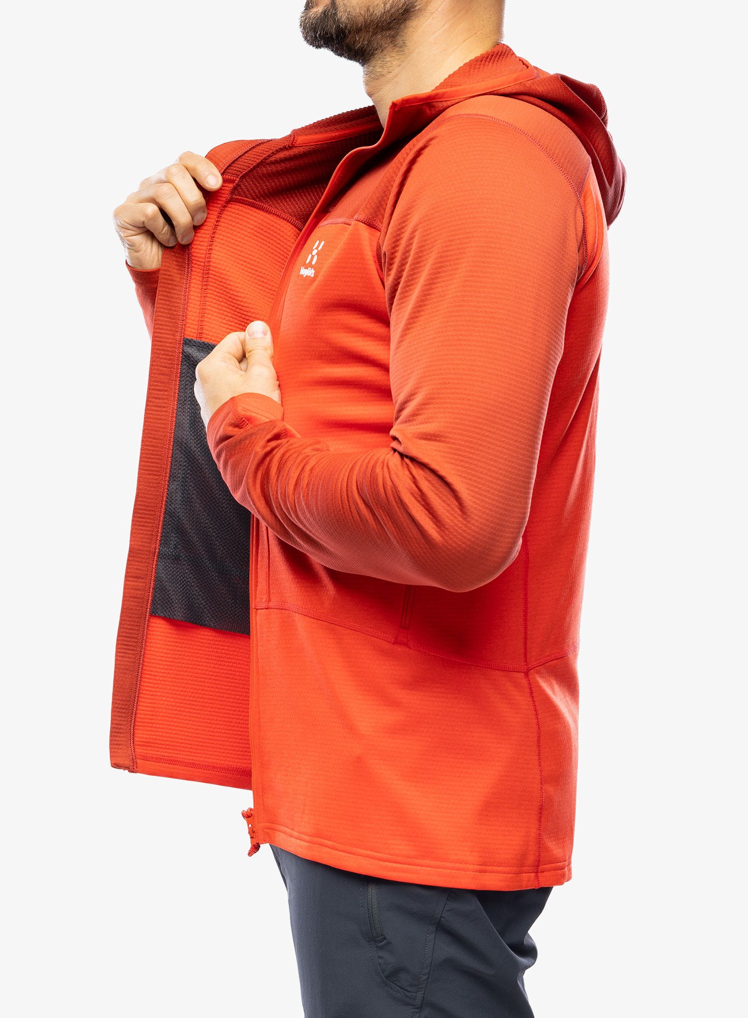 Fleece mikina Haglofs ROC Flash Mid Hood - corrosion/zenith red