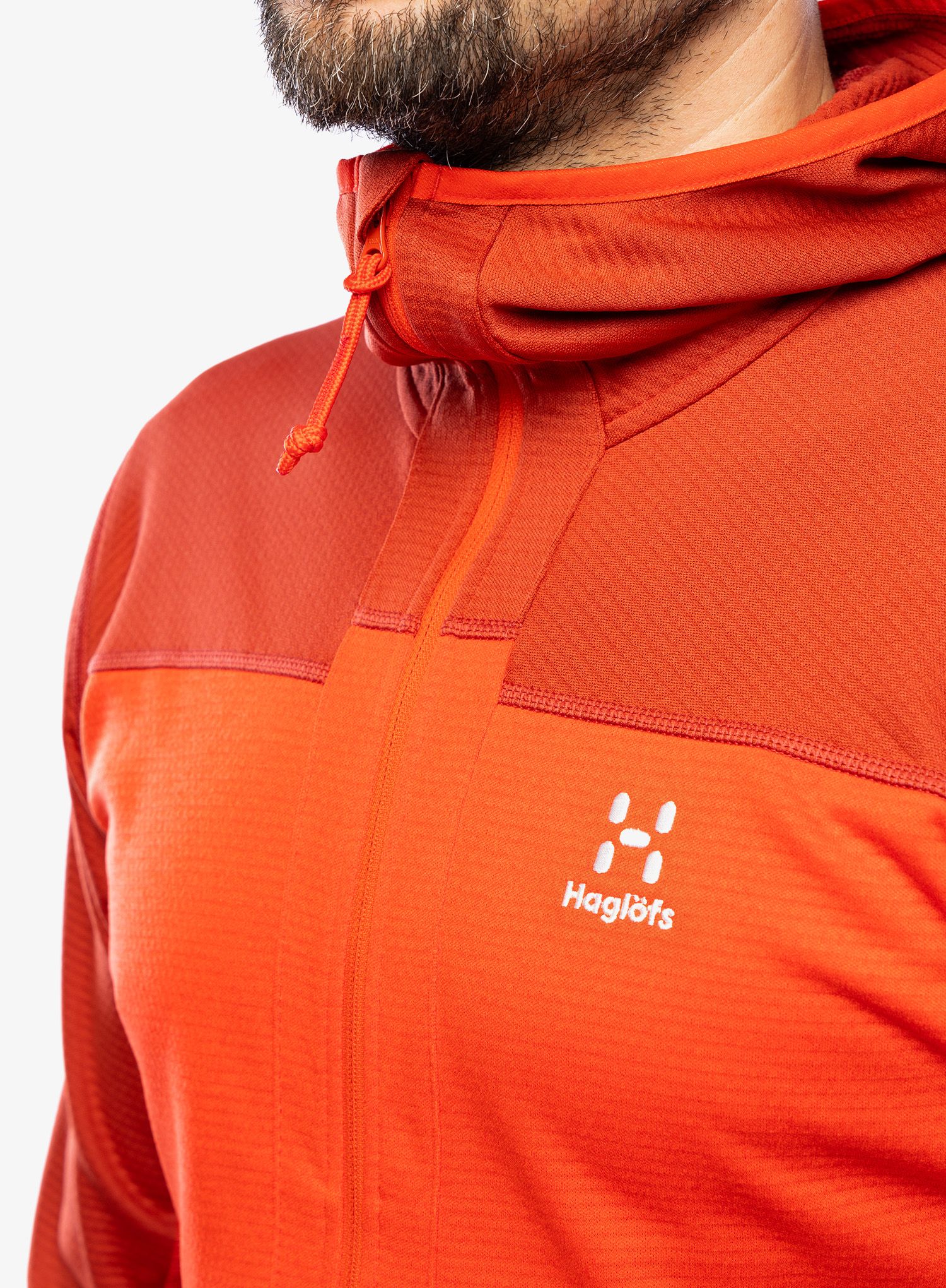 Fleece mikina Haglofs ROC Flash Mid Hood - corrosion/zenith red