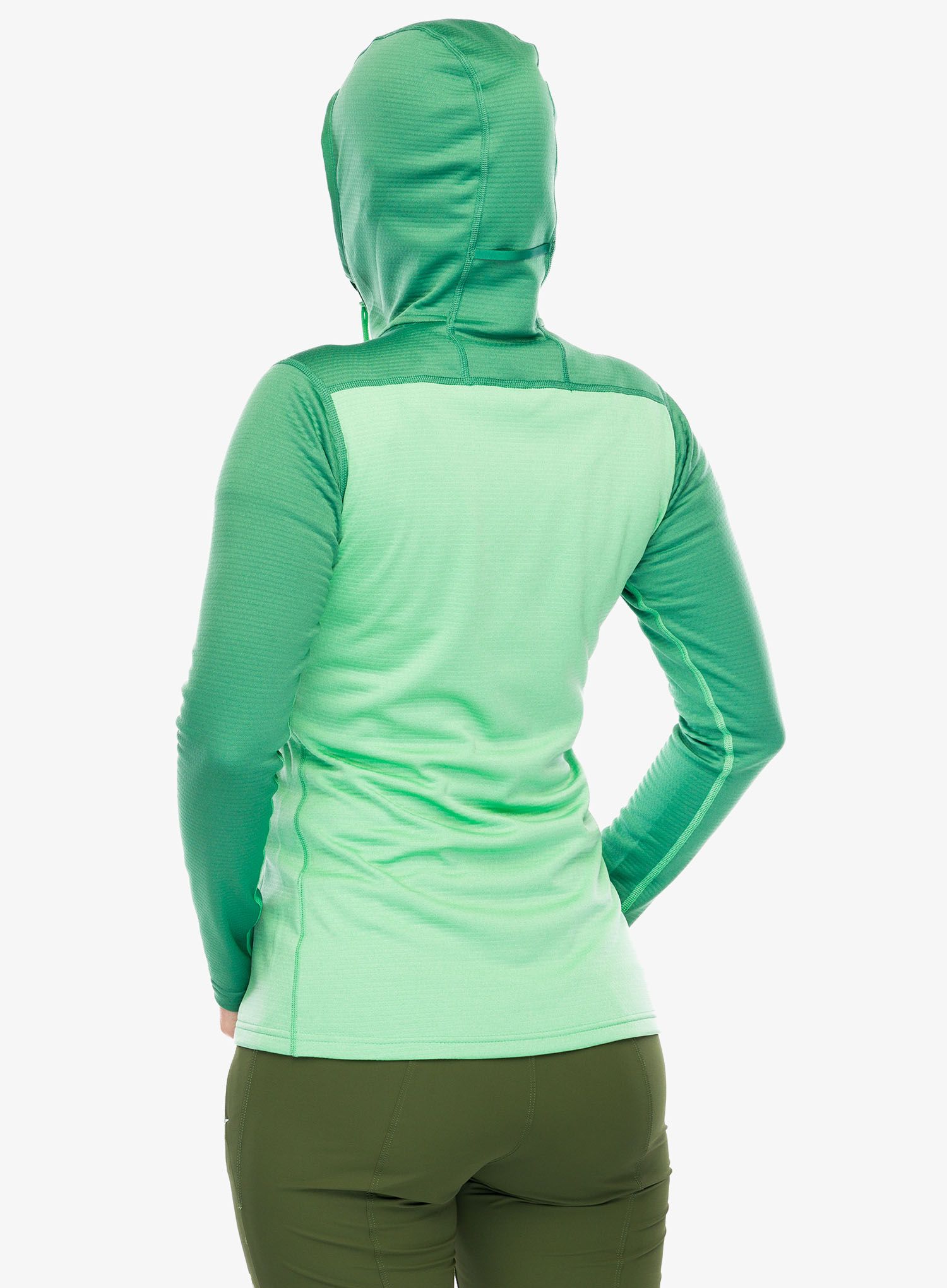 Mikina s kapucí Haglofs ROC Flash Mid Hood - dk jelly green/mint stone