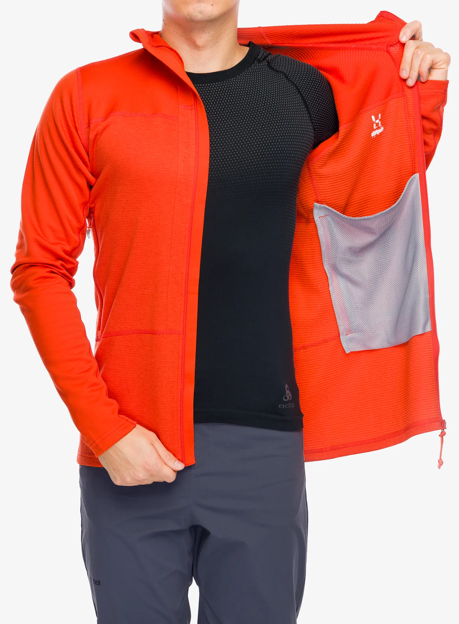 Mikina s kapucí Haglofs ROC Flash Mid Hood - habanero