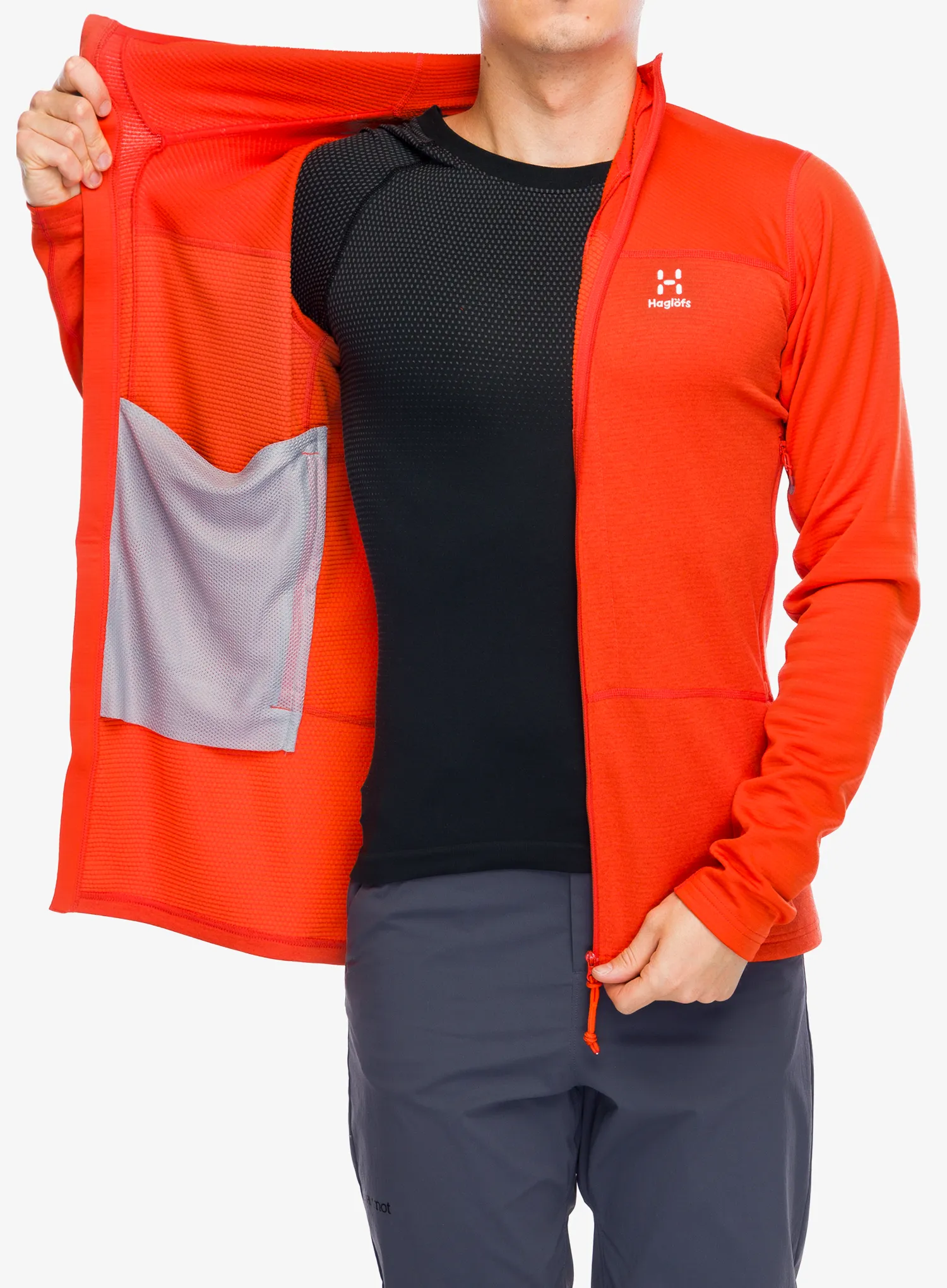 Mikina s kapucí Haglofs ROC Flash Mid Hood - habanero
