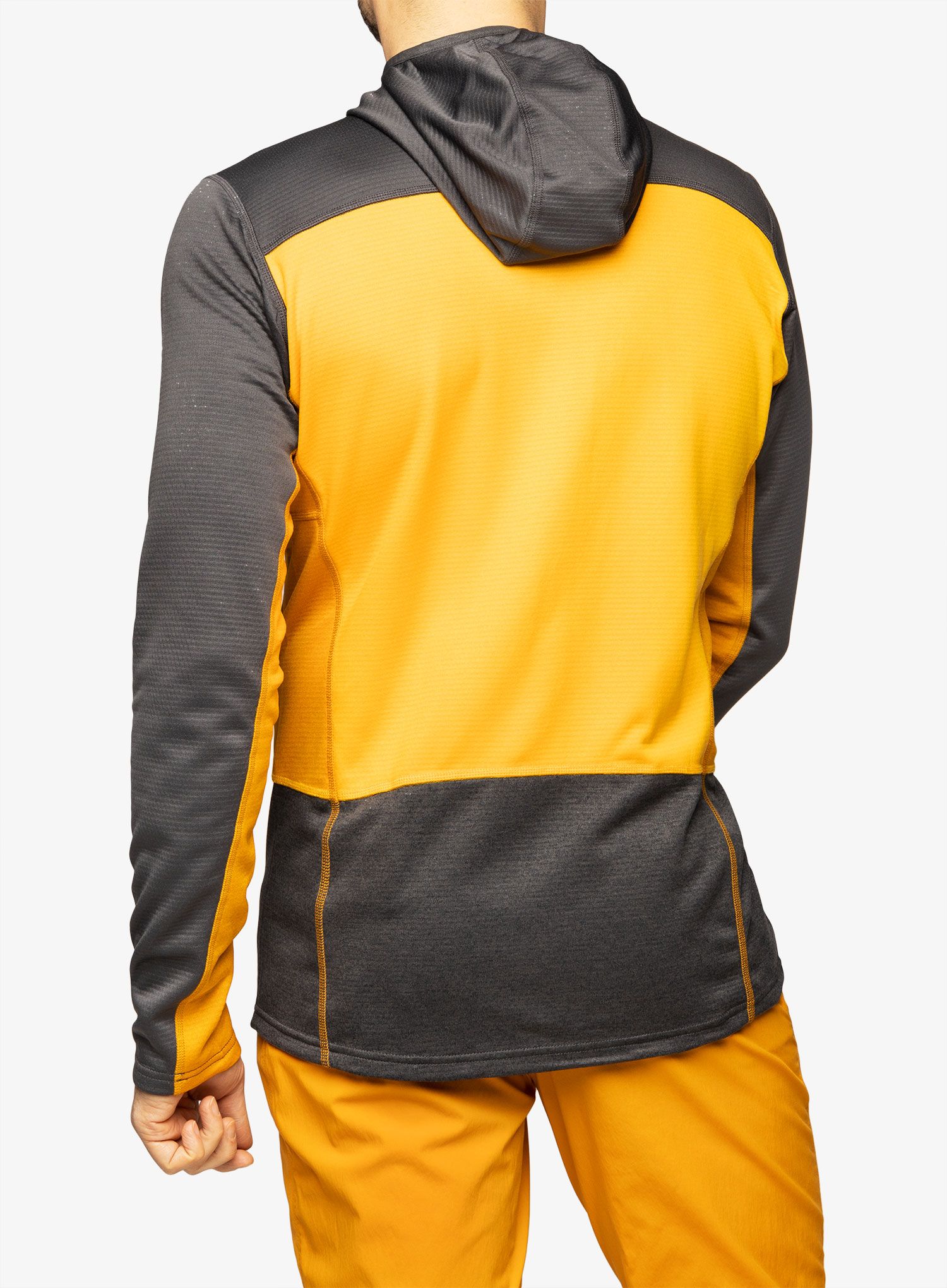 Mikina s kapucí Haglofs ROC Flash Mid Hood - magnetite/sunny yellow