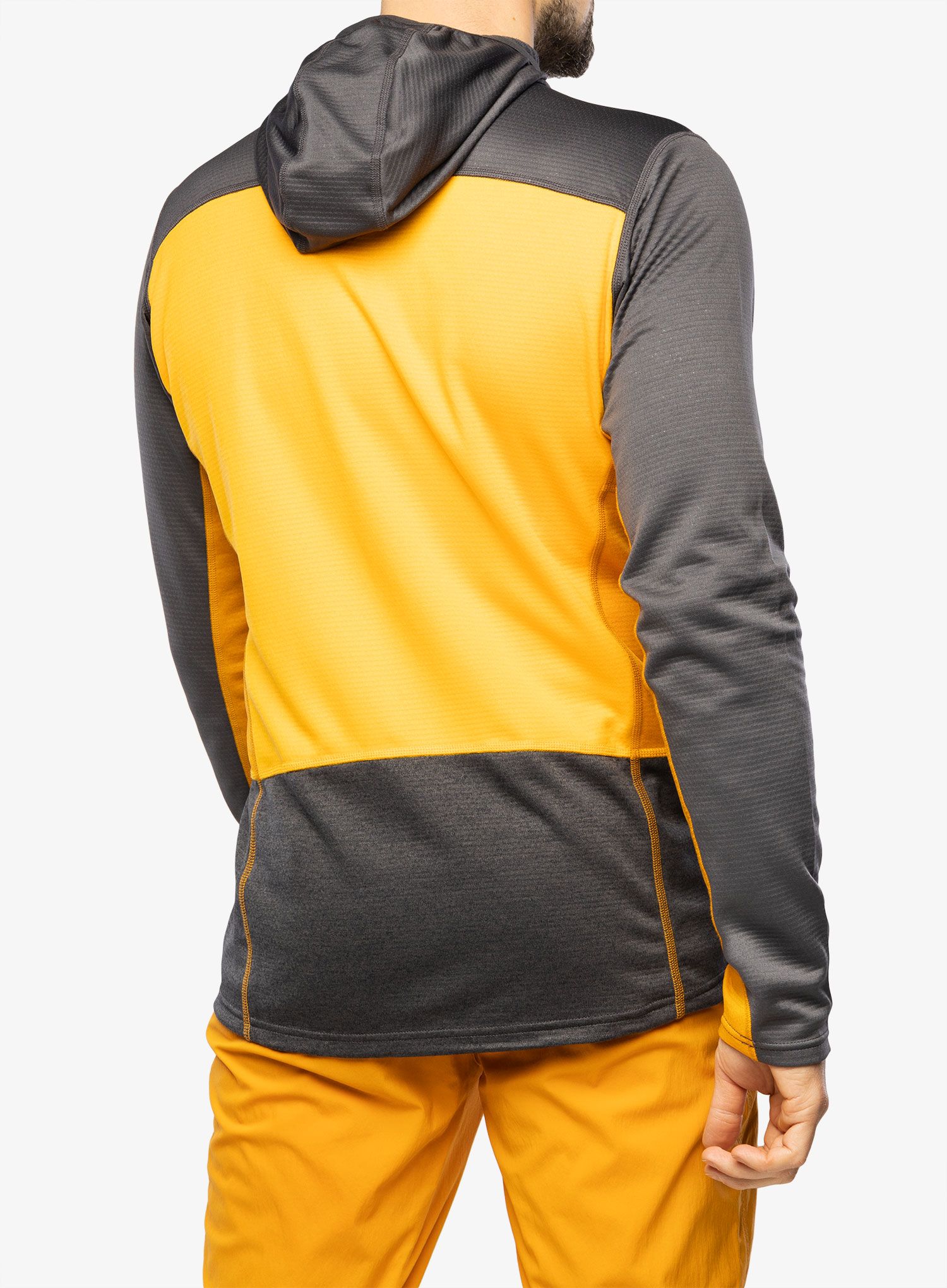 Mikina s kapucí Haglofs ROC Flash Mid Hood - magnetite/sunny yellow