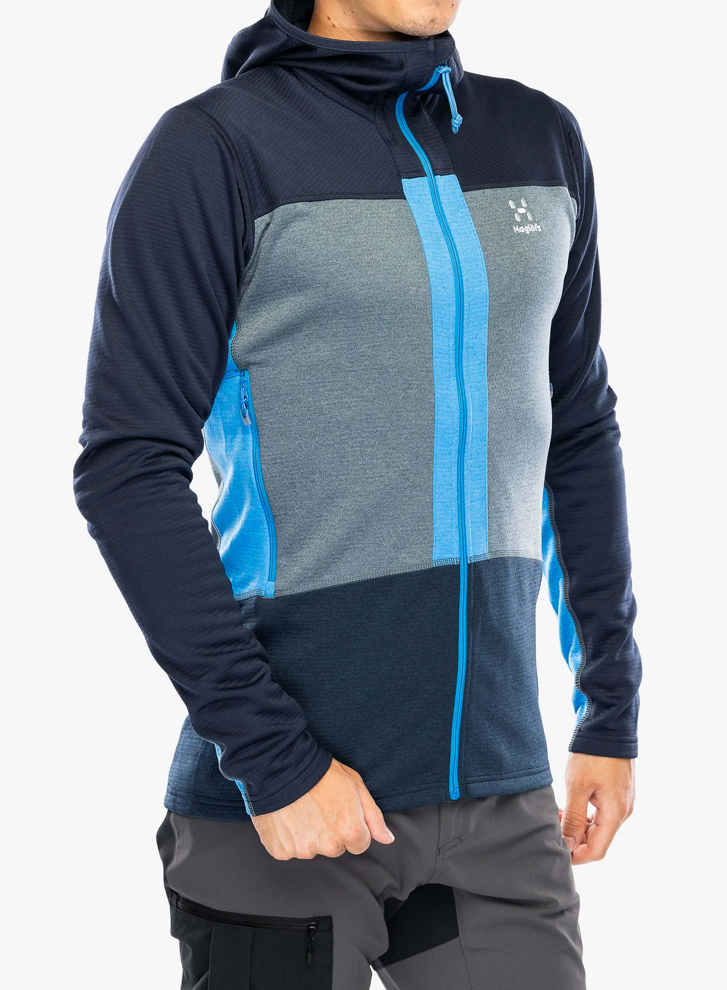 Mikina s kapucí Haglofs ROC Flash Mid Hood - tarn blue/steel blue