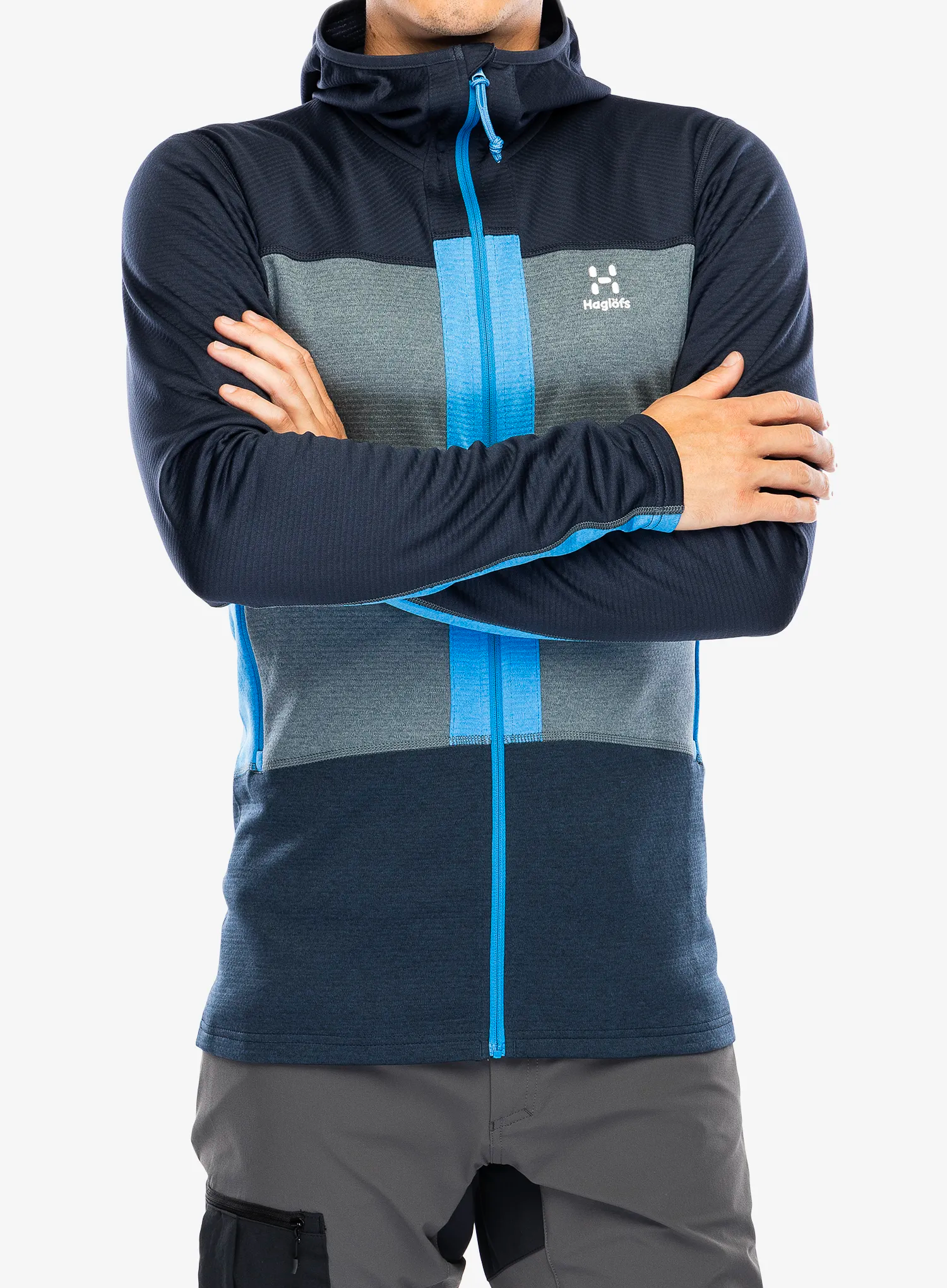 Mikina s kapucí Haglofs ROC Flash Mid Hood - tarn blue/steel blue
