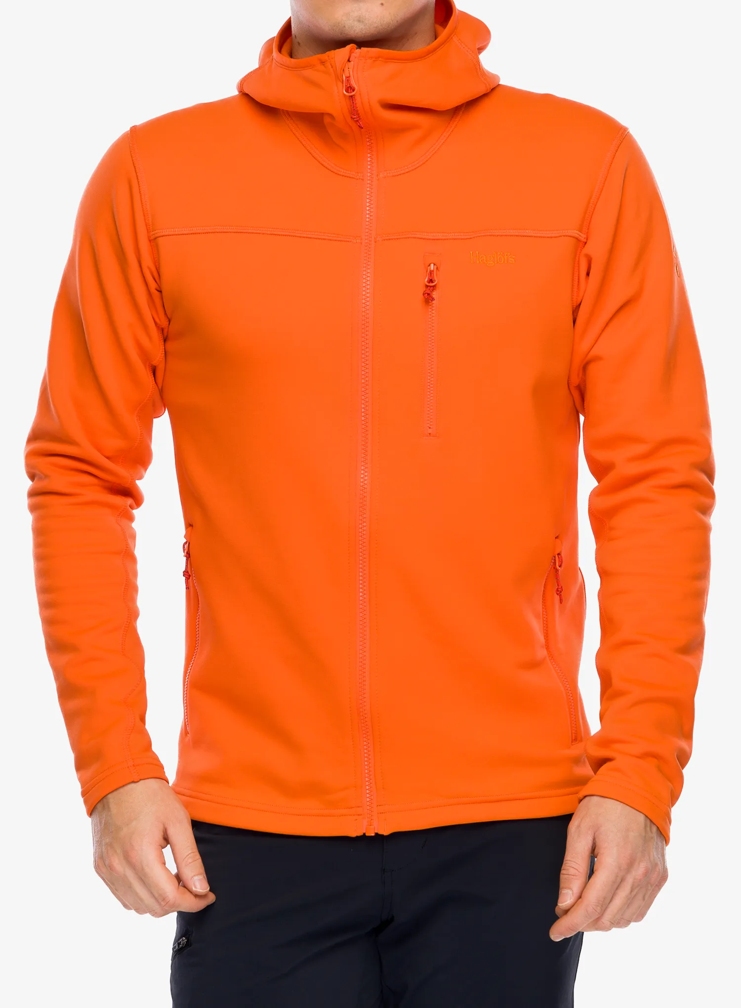 Fleece mikina Haglofs Rosson Mid Hood - blaze orange