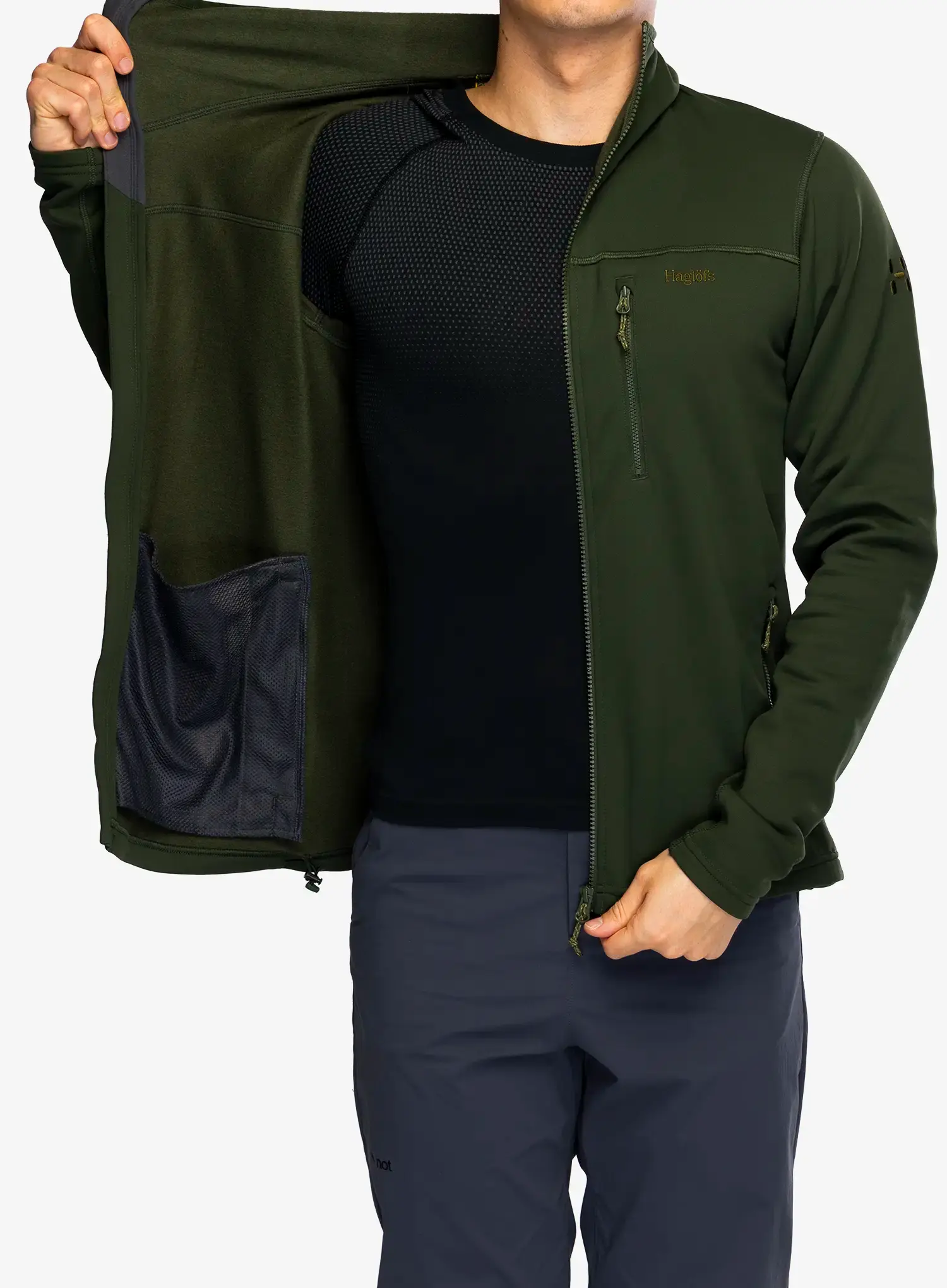 Mikina s kapucí Haglofs Rosson Mid Hood - seaweed green