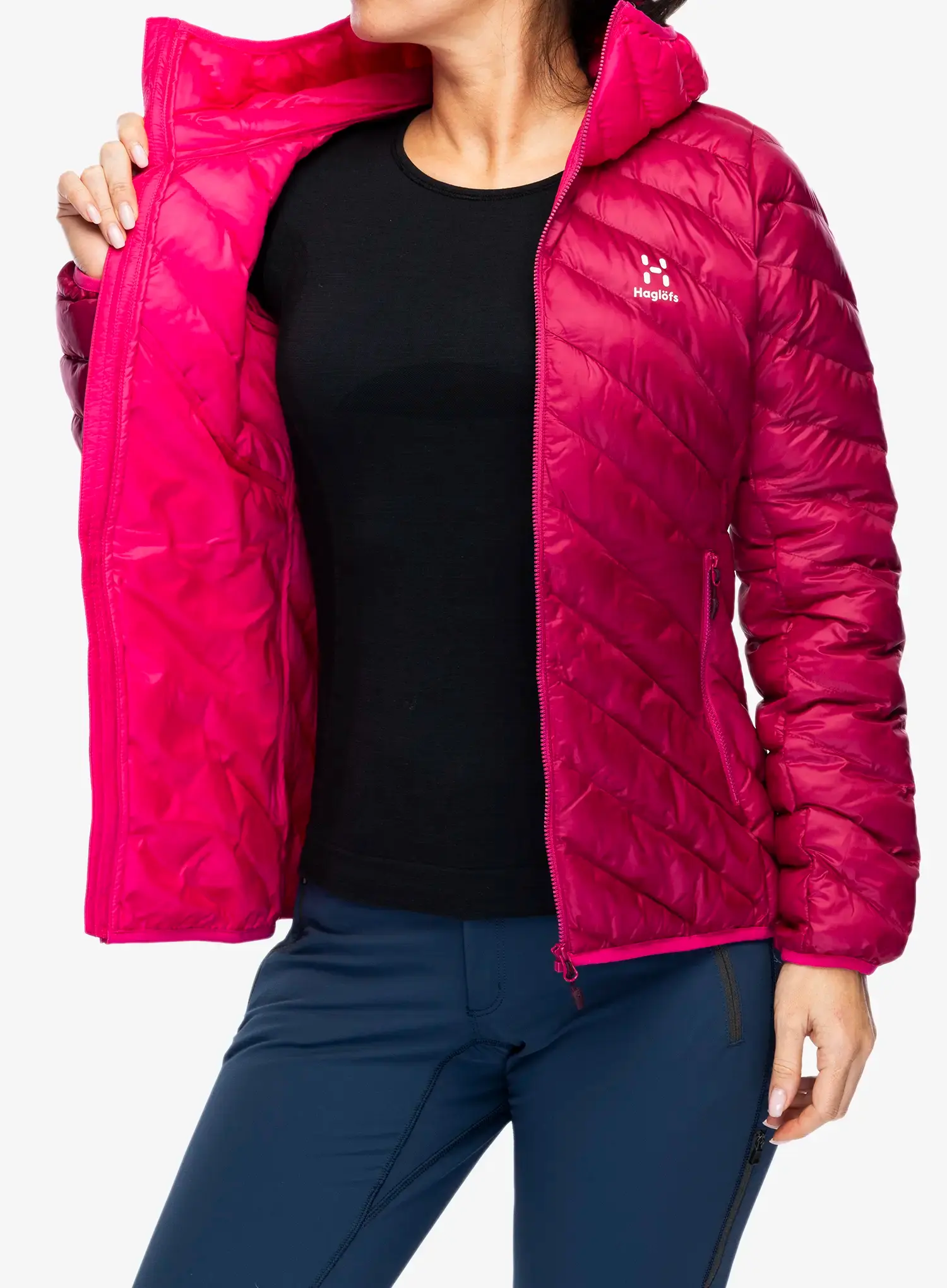 Zateplená bunda dámská Haglofs Sarna Mimic Hood - deep pink