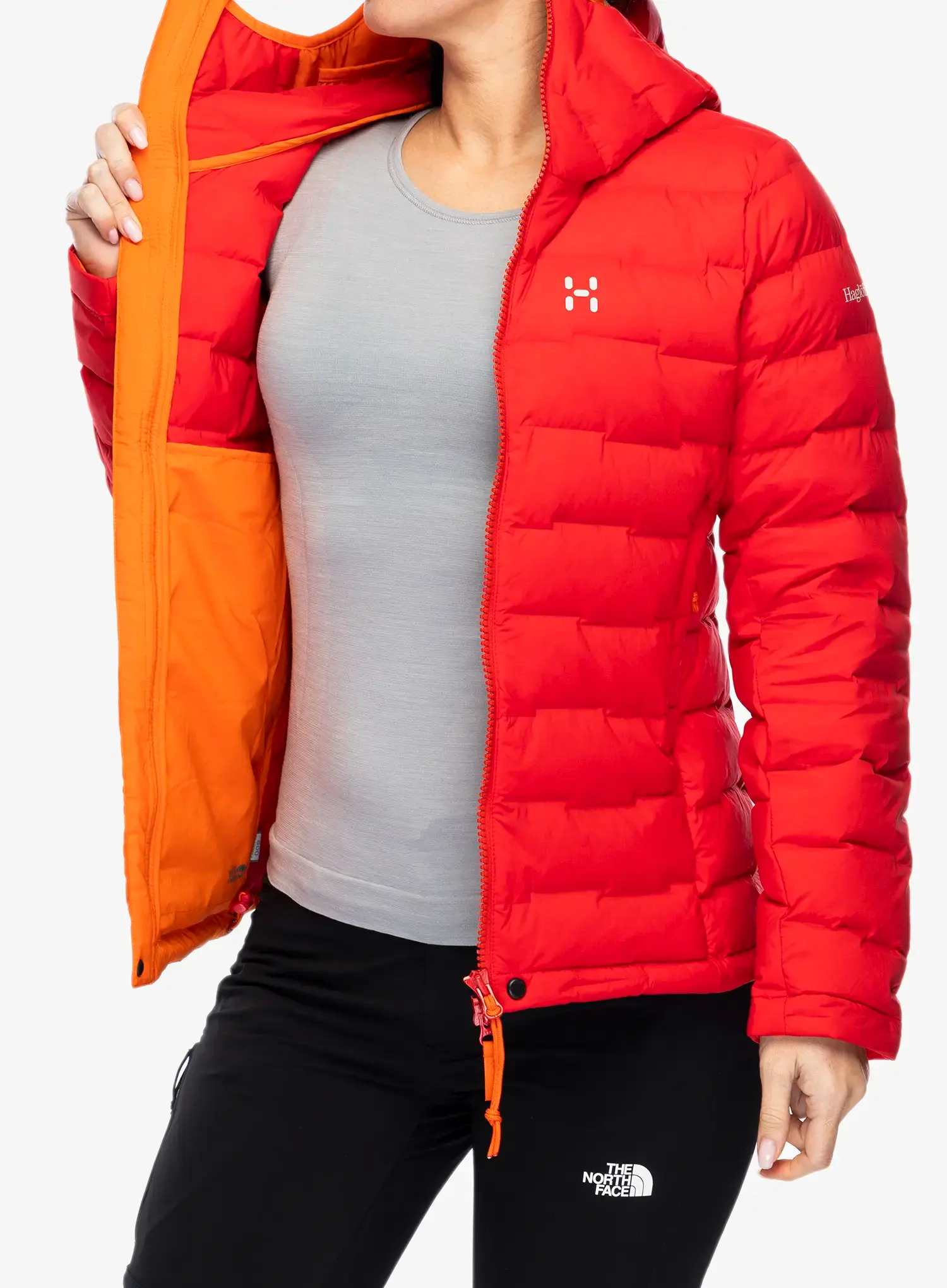 Dámská péřová bunda Haglofs Spitz Down Hood - bright red