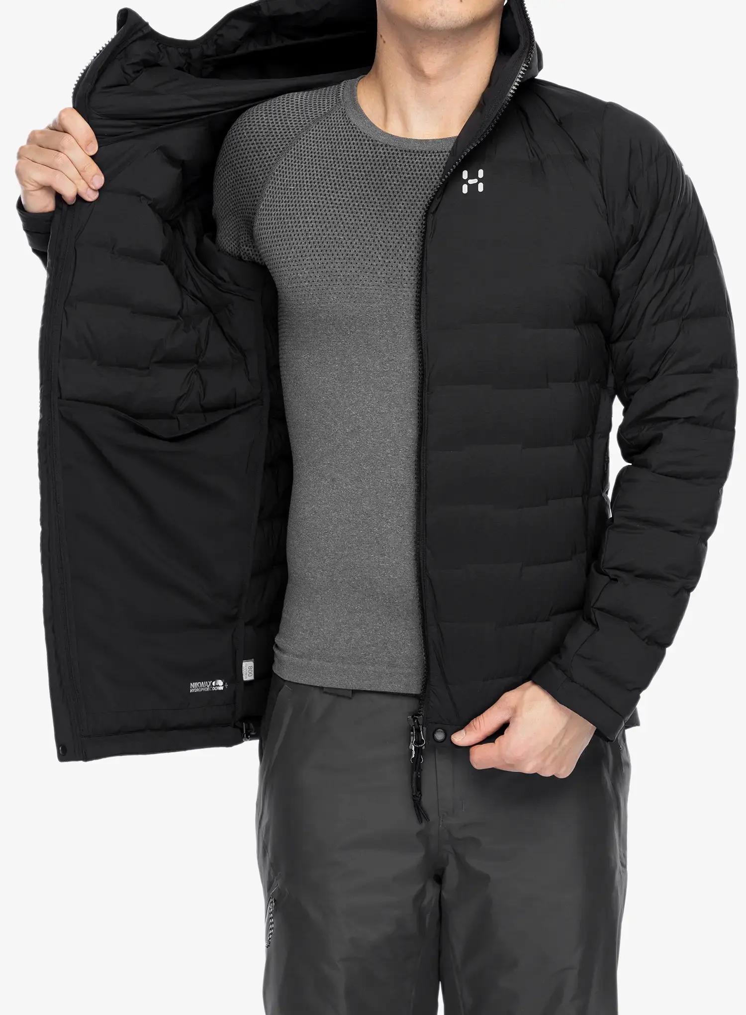Péřová bunda Haglofs Spitz Down Hood - true black