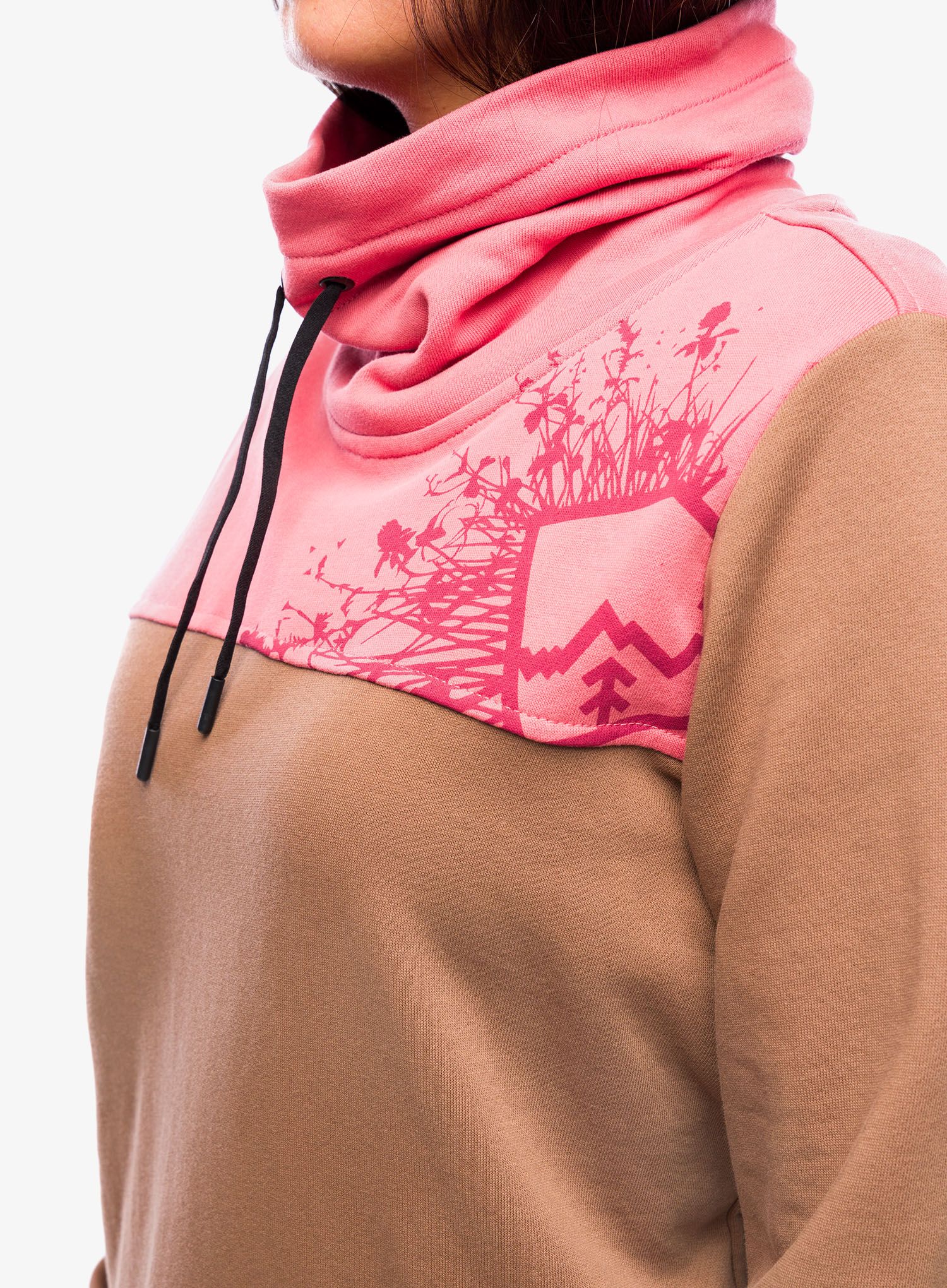 Mikina dámská bez kapuce Hannah Sibele - coca mocha/faded rose