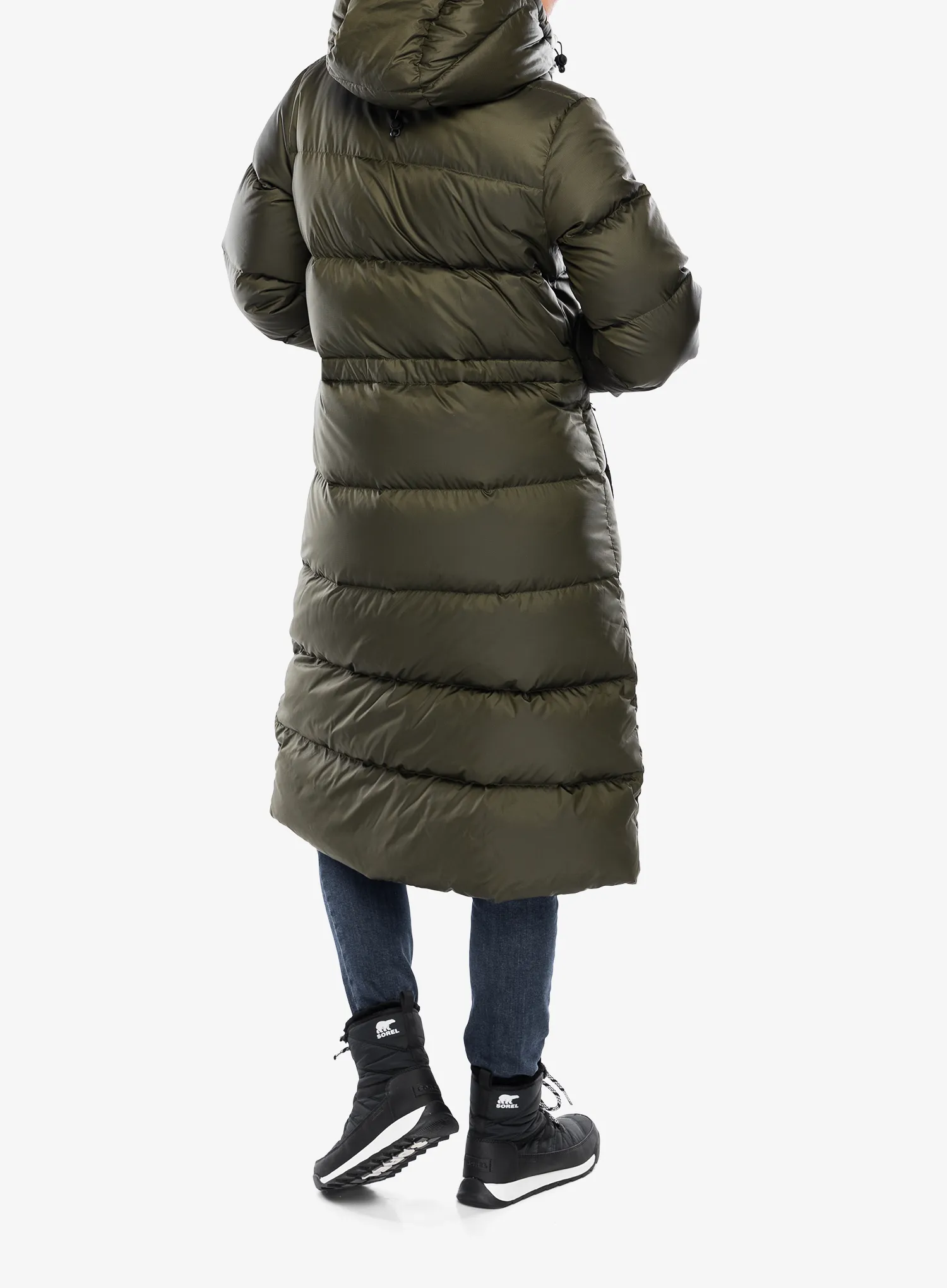 Dámský péřový kabát Helly Hansen Essence Long Down Coat - utility green/snow