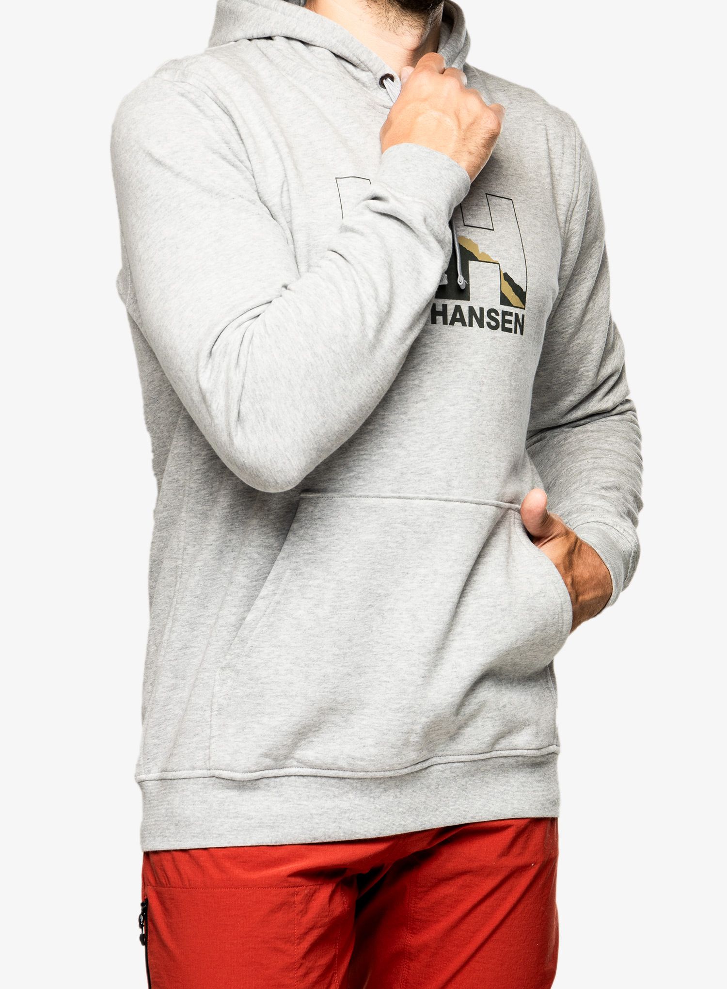 Mikina s kapucí Helly Hansen Nord Graphic Pullover Hoodie - grey melange