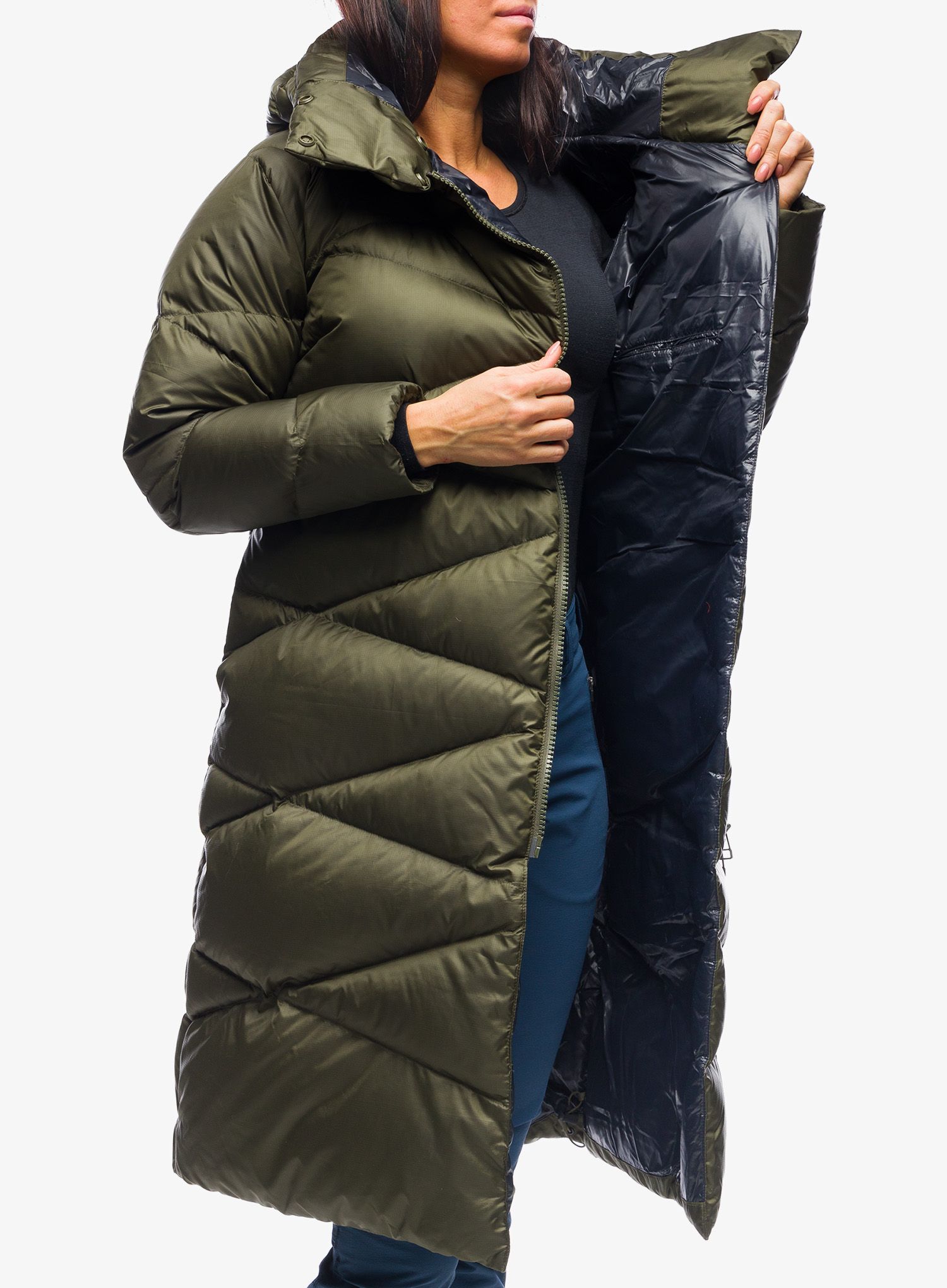 Dámský péřový kabát Helly Hansen Tundra Down Coat - utility green/snow