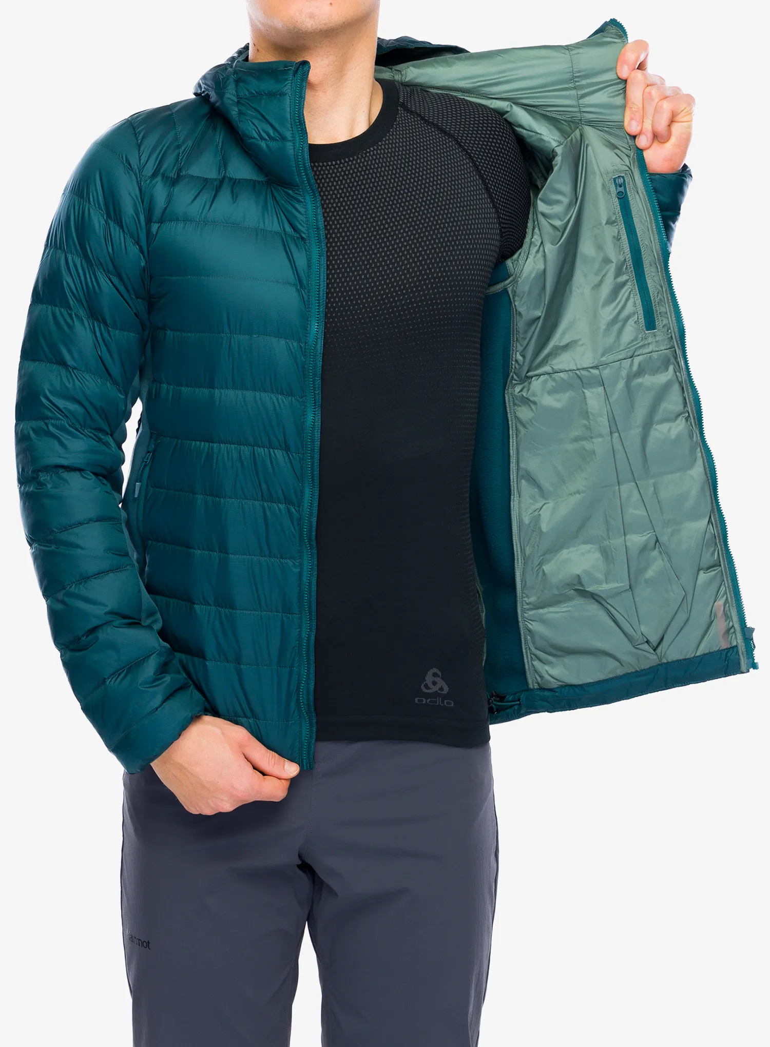 Péřová bunda Helly Hansen Verglas Down Hybrid Hood 2.0 - dark creek