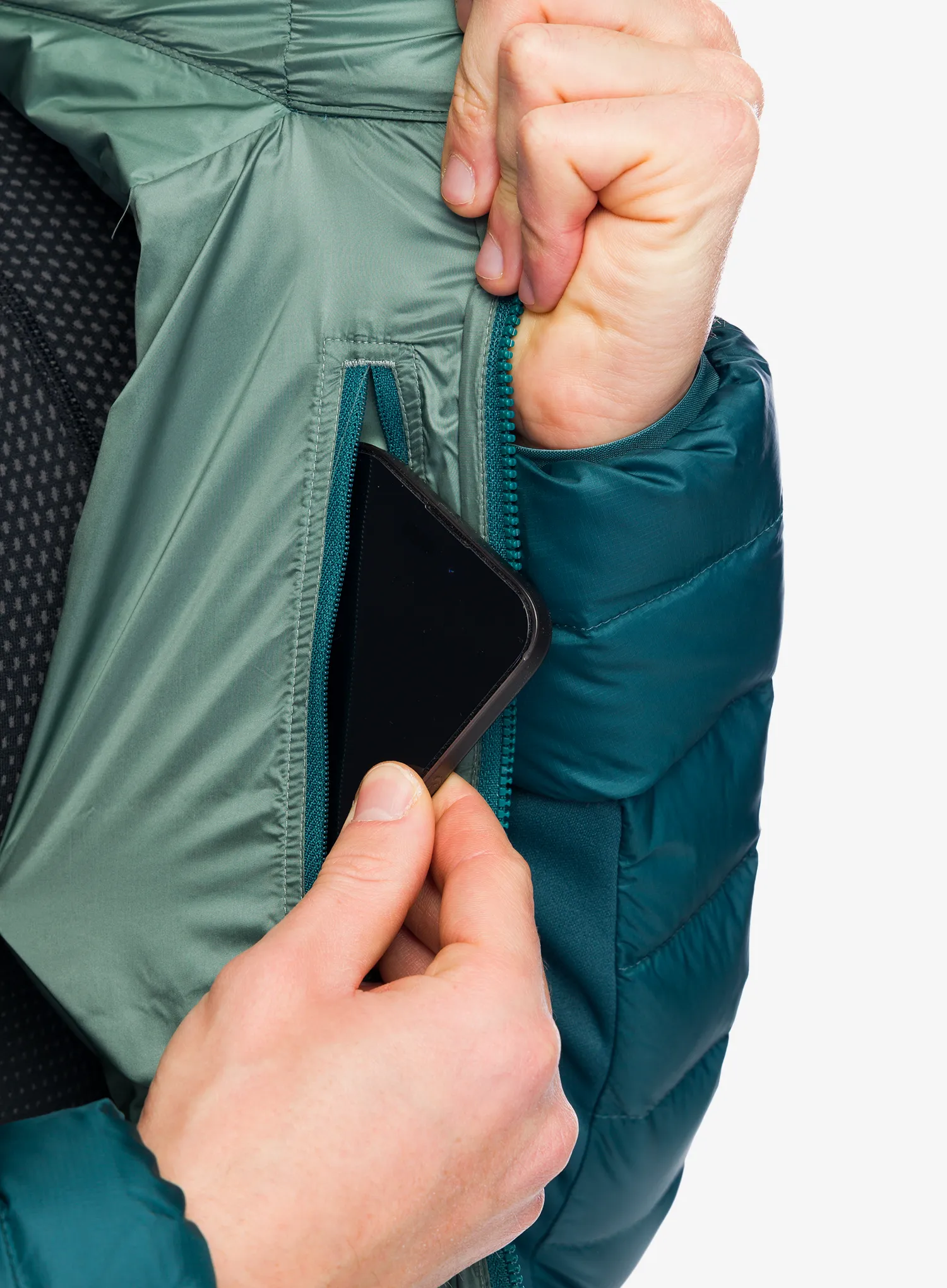 Péřová bunda Helly Hansen Verglas Down Hybrid Hood 2.0 - dark creek