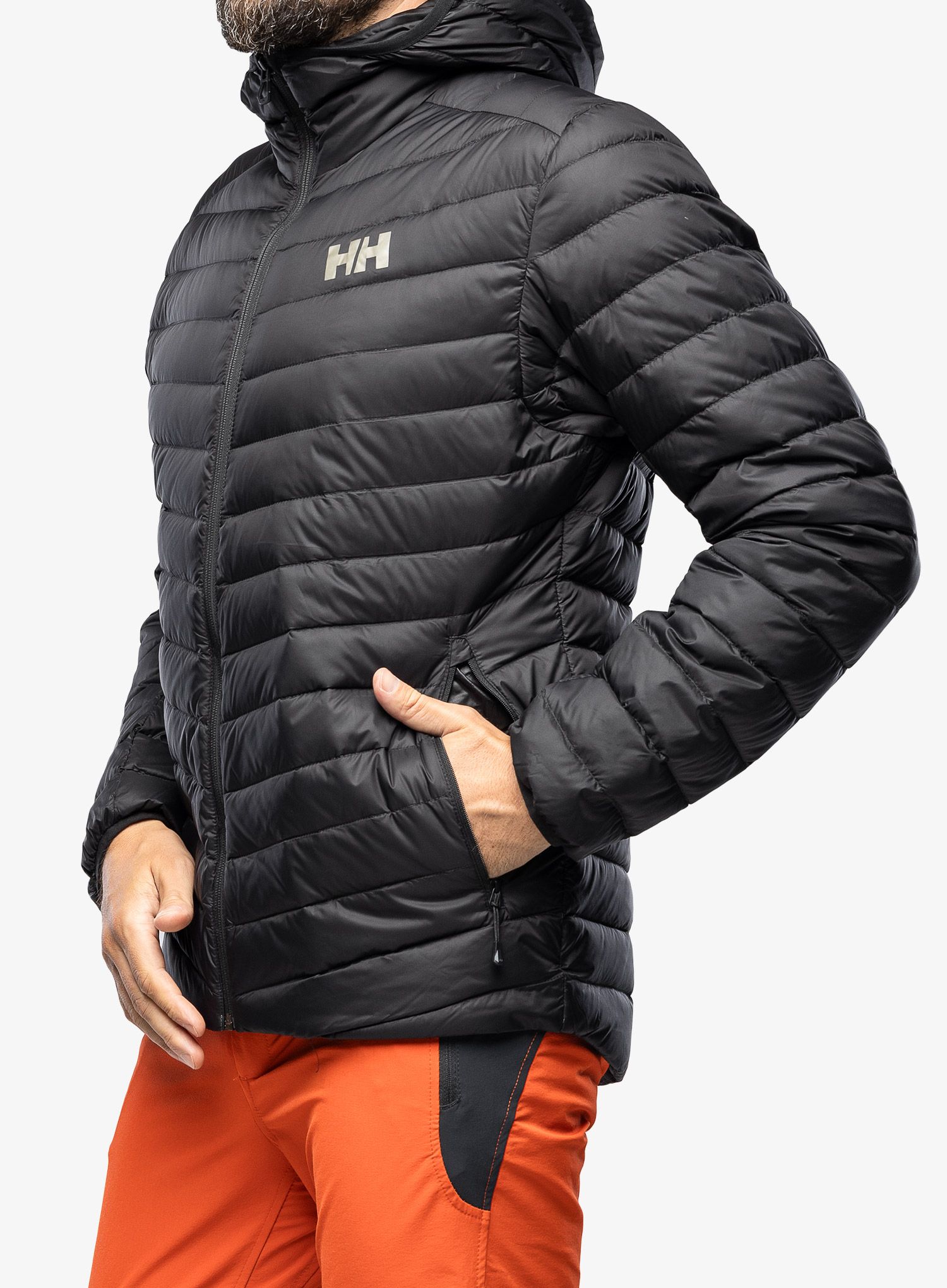 Péřová bunda pánská Helly Hansen Verglas Hooded Down Insulator - black/black gum