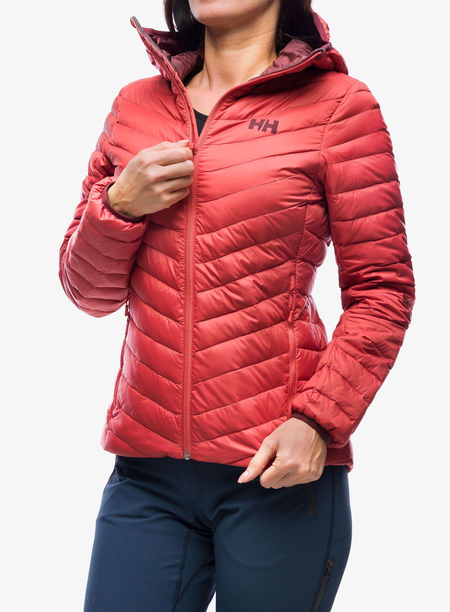 Dámská péřová bunda Helly Hansen Verglas Hooded Down Insulator - poppy red/hickory