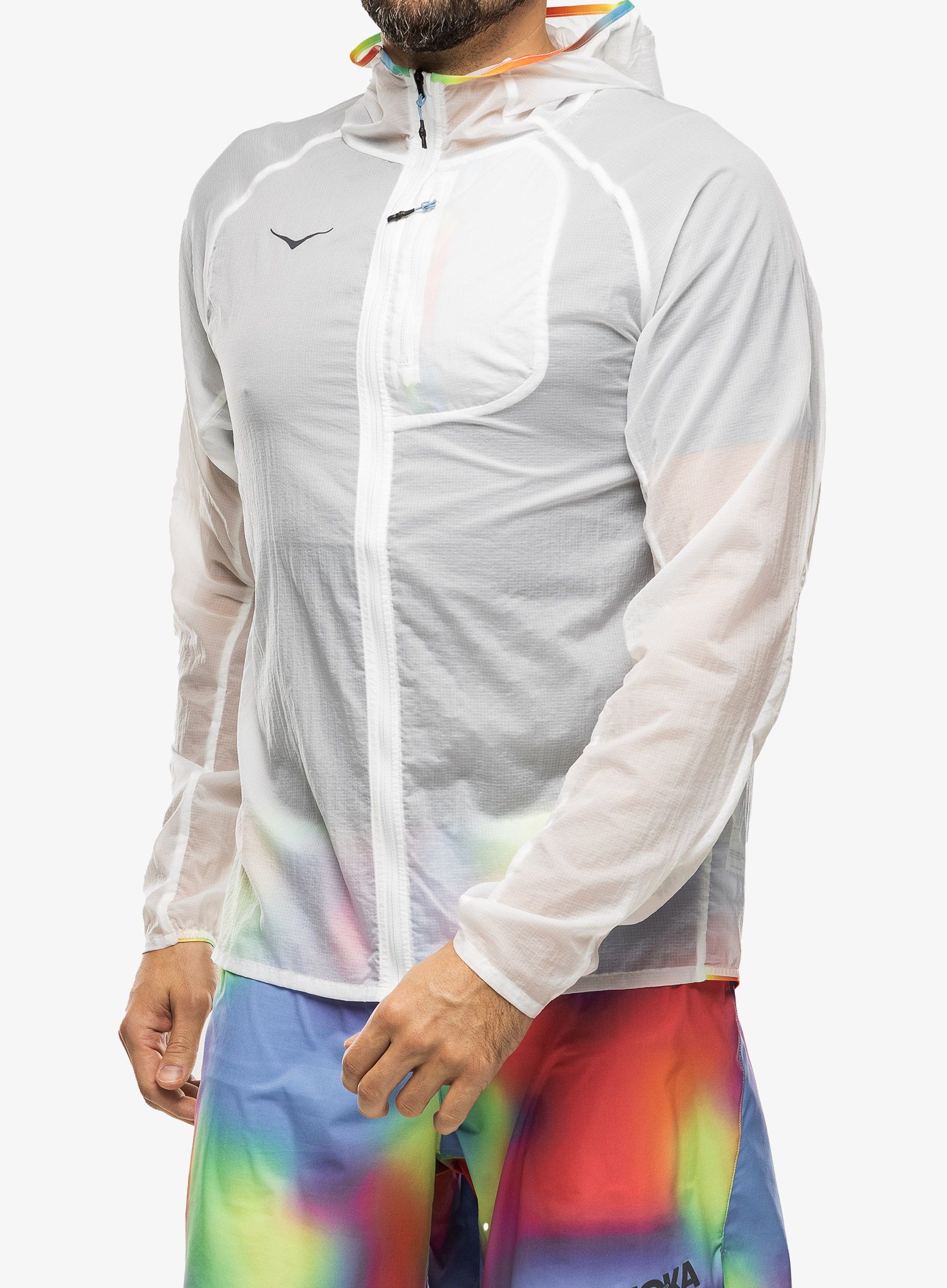 Bunda na běhání Hoka Skyflow Jacket - white/multi