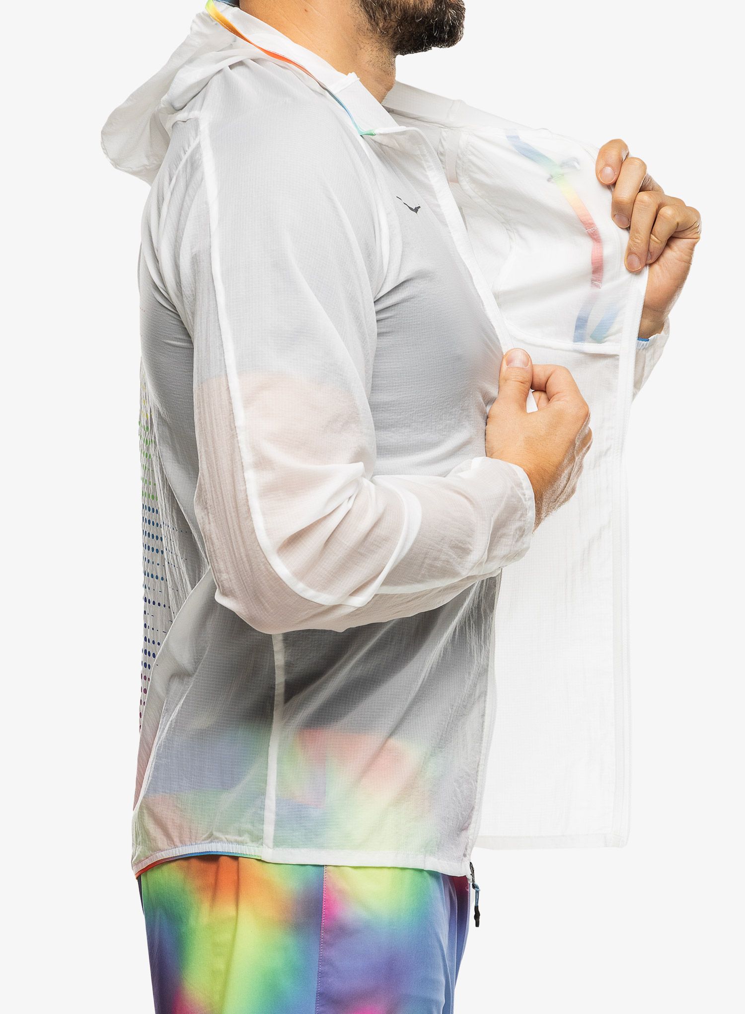 Bunda na běhání Hoka Skyflow Jacket - white/multi