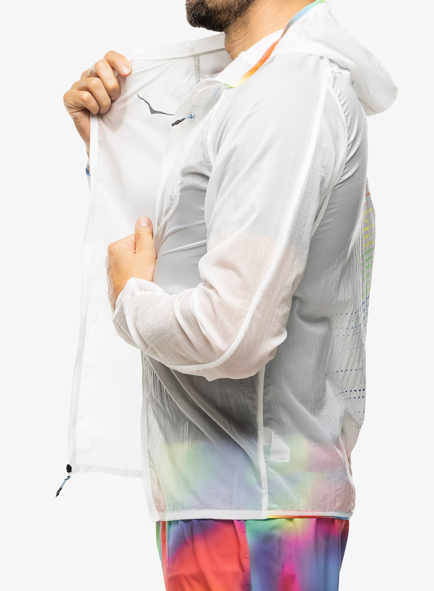 Bunda na běhání Hoka Skyflow Jacket - white/multi