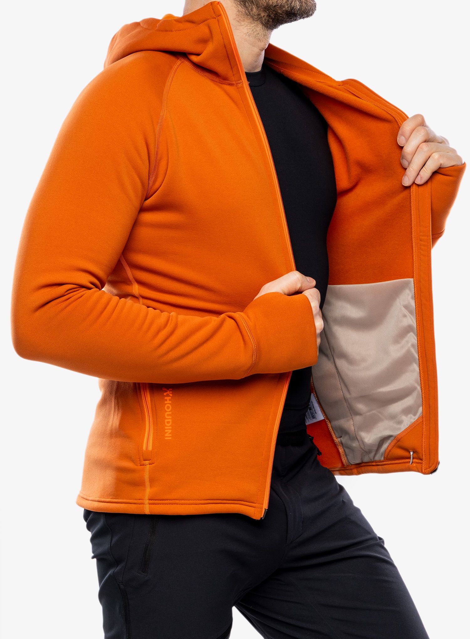Outdoorova mikina Houdini Power Houdi - burned orange