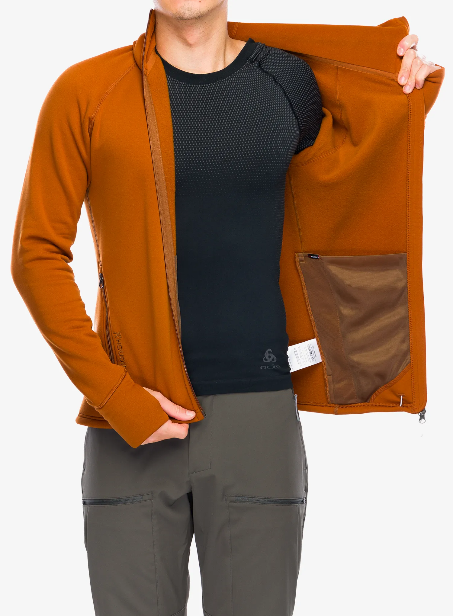 Fleece mikina s kapucí Houdini Power Houdi - cinnamon brown