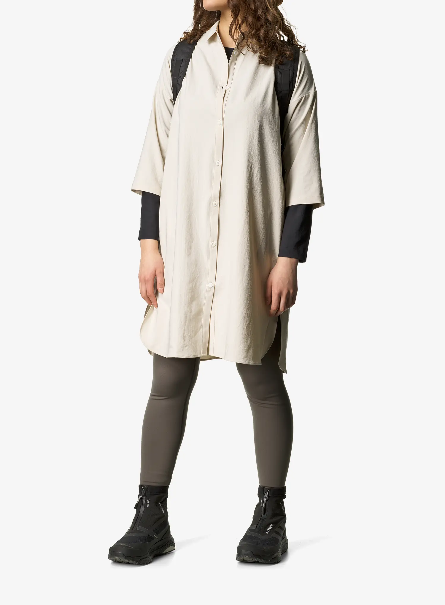 Turistické šaty Houdini Route Shirt Dress - foggy mountain