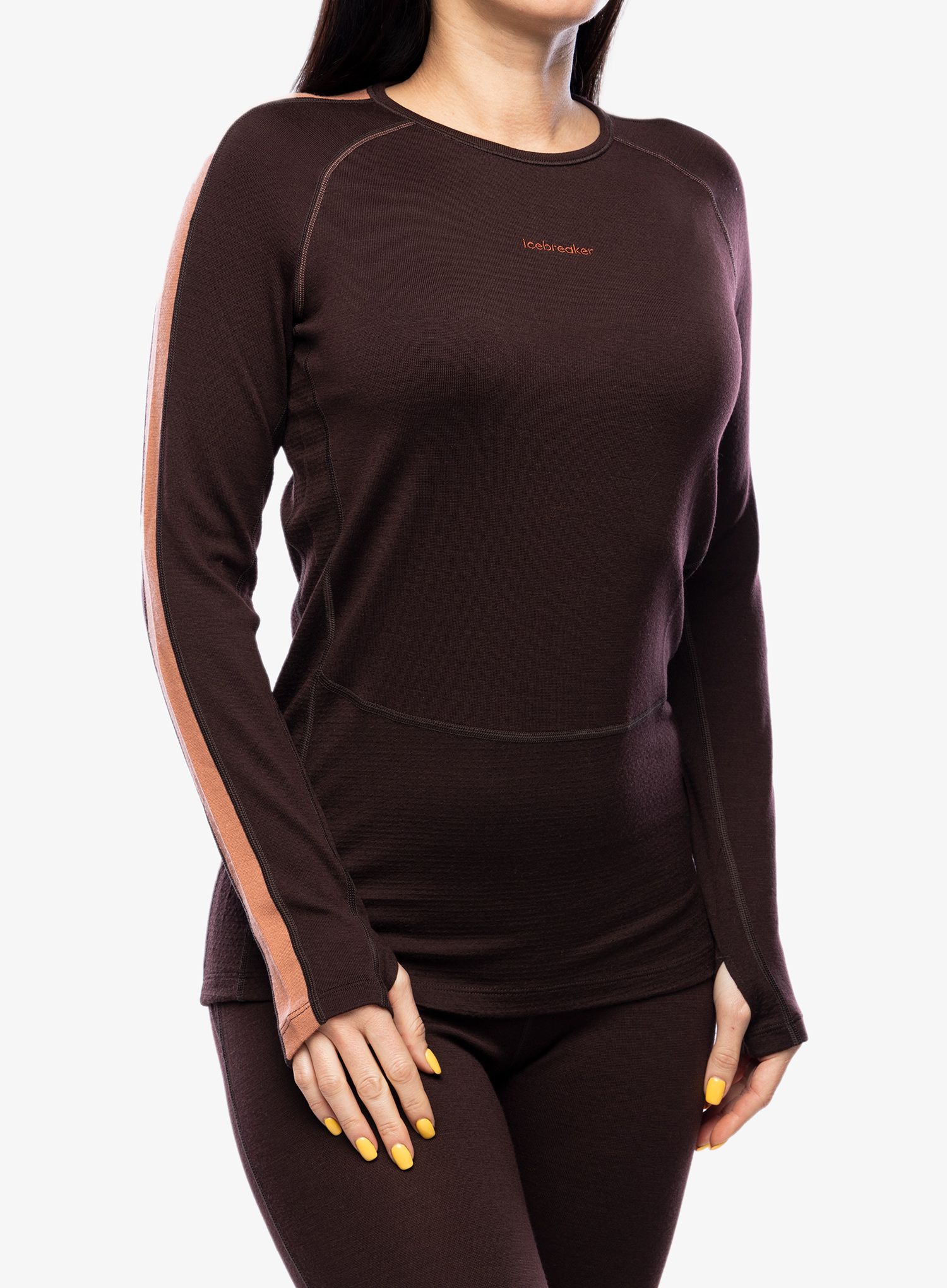 Dámská funkční mikina Icebreaker 260 ZoneKnit LS Crewe - bittersweet/cedar wood/cb