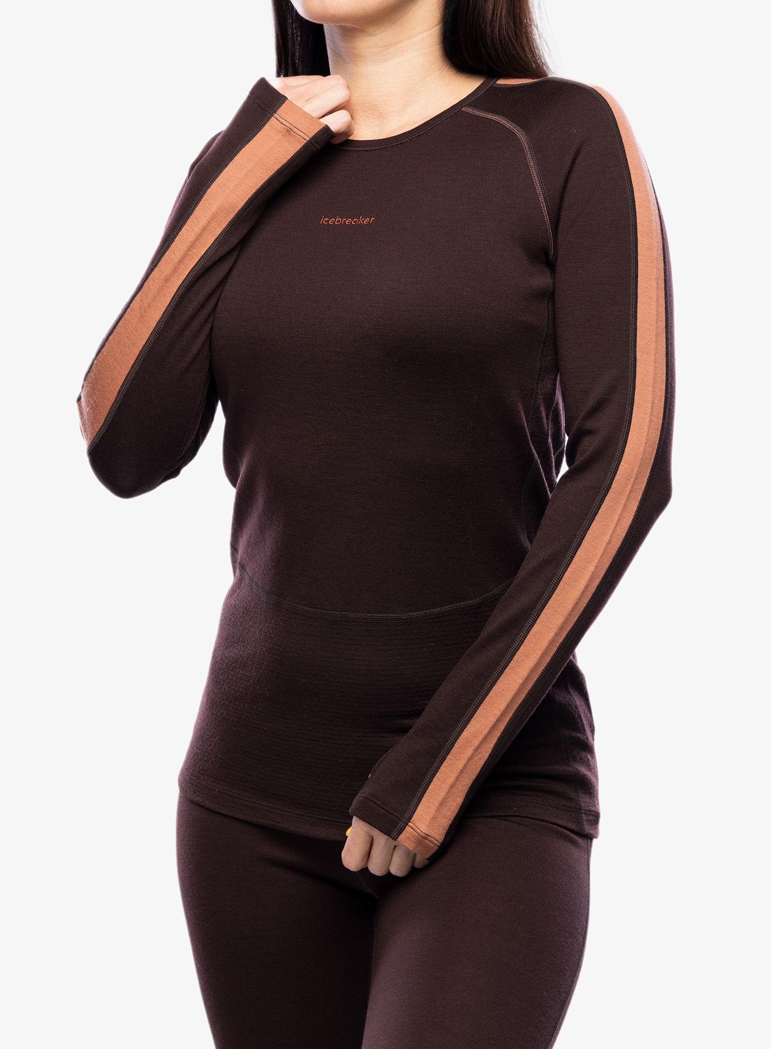 Dámská funkční mikina Icebreaker 260 ZoneKnit LS Crewe - bittersweet/cedar wood/cb
