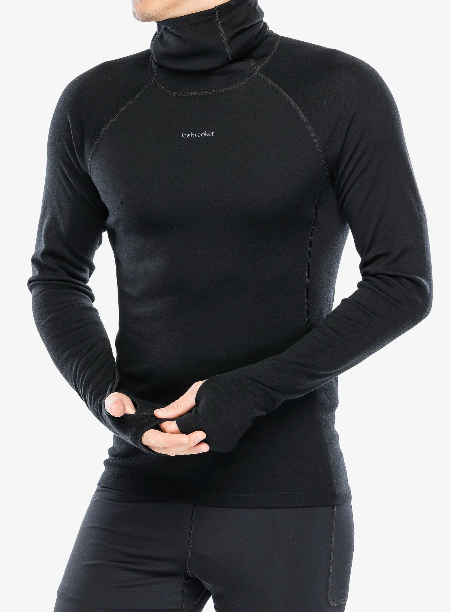 Funkční mikina Icebreaker 300 Merino Fine Polar LS Roll Neck - black