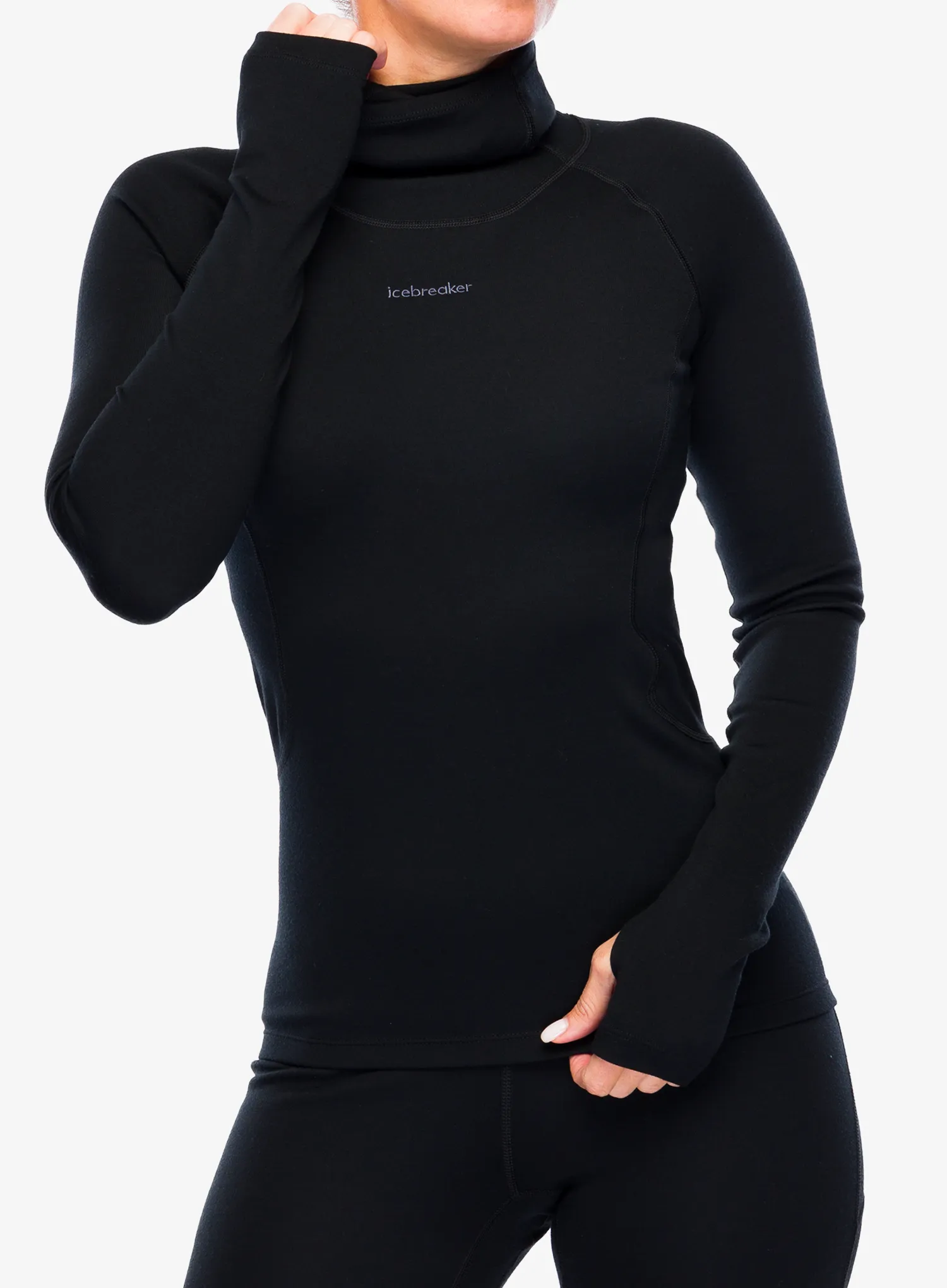 Dámská funkční mikina Icebreaker 300 Merino Fine Polar LS Roll Neck - black