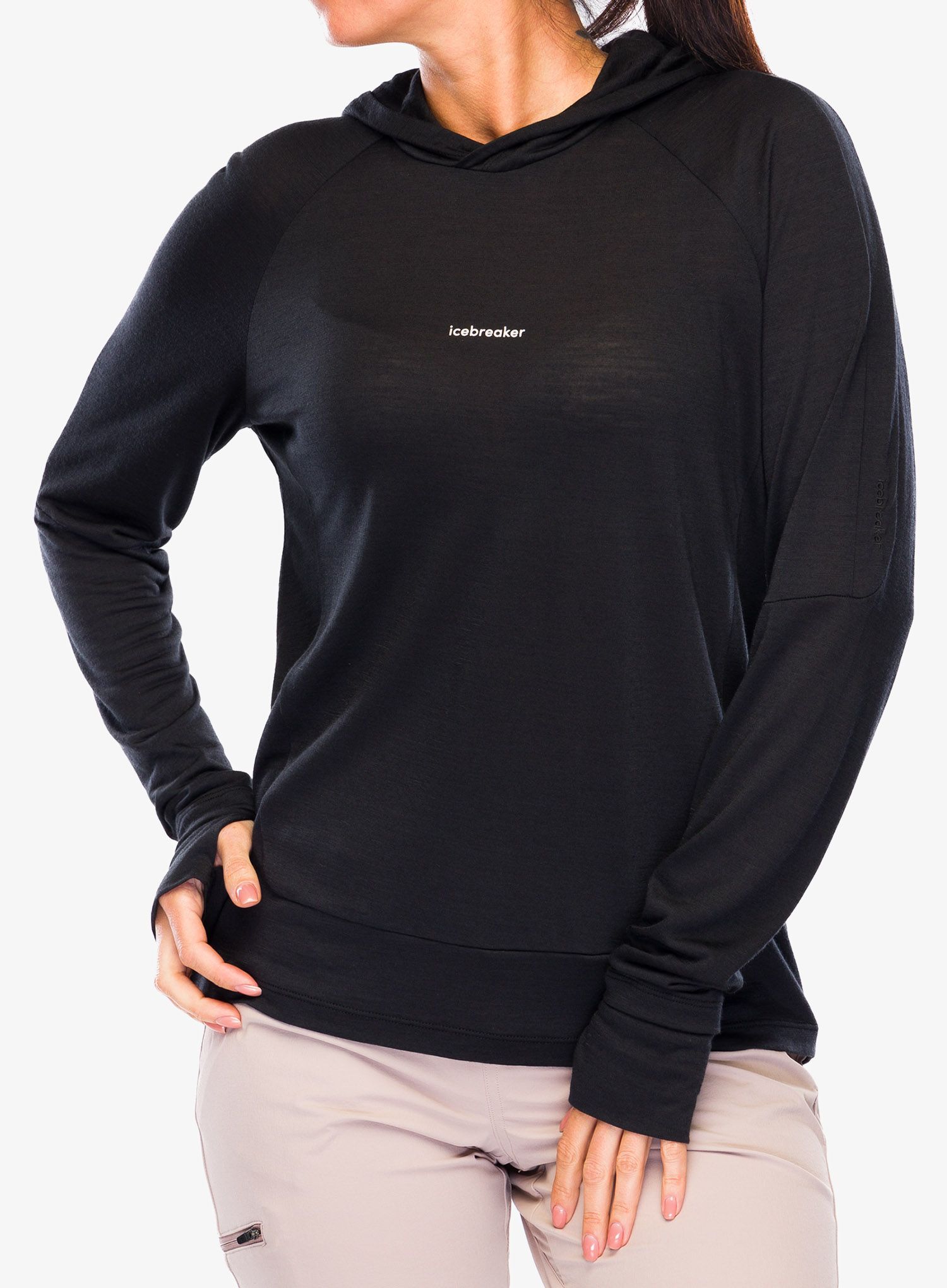 Dámská mikina s kapucí Icebreaker Cool-Lite LS Hoodie - blk