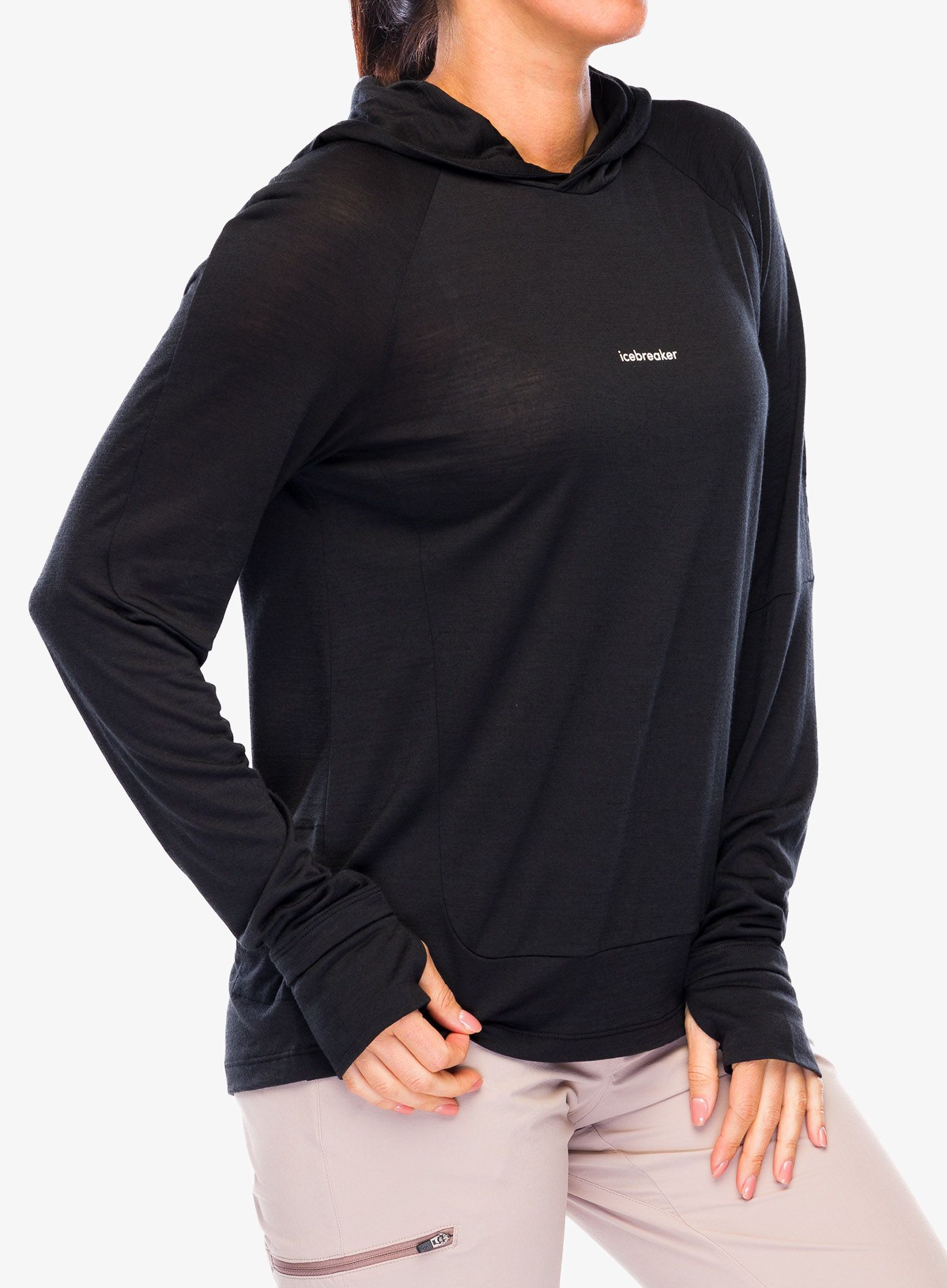 Dámská mikina s kapucí Icebreaker Cool-Lite LS Hoodie - blk