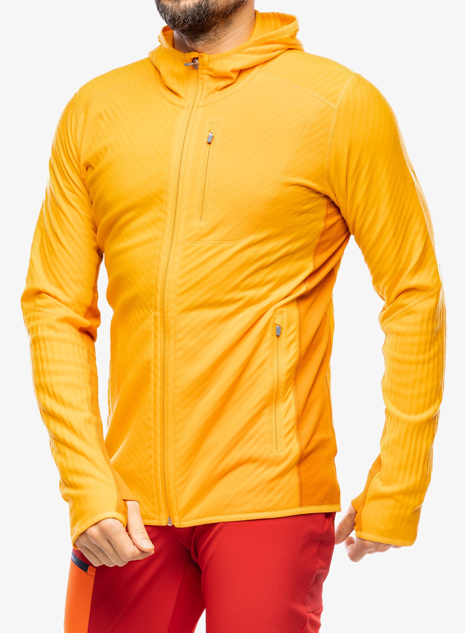 Mikina s kapucí Icebreaker Descender LS Zip Hood - solar/earth