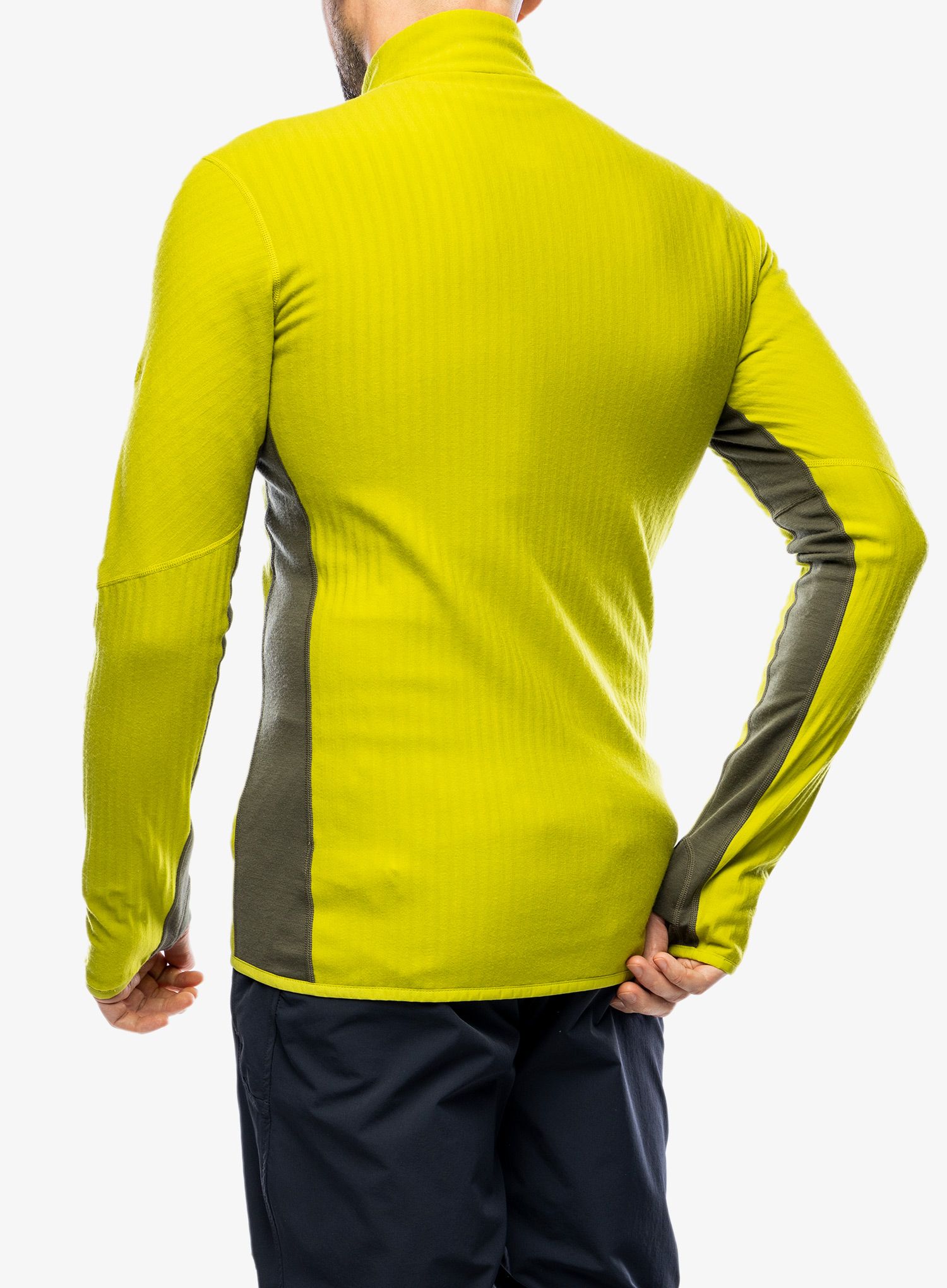 Mikina bez kapuce Icebreaker Descender L/S Zip - bio lime/loden