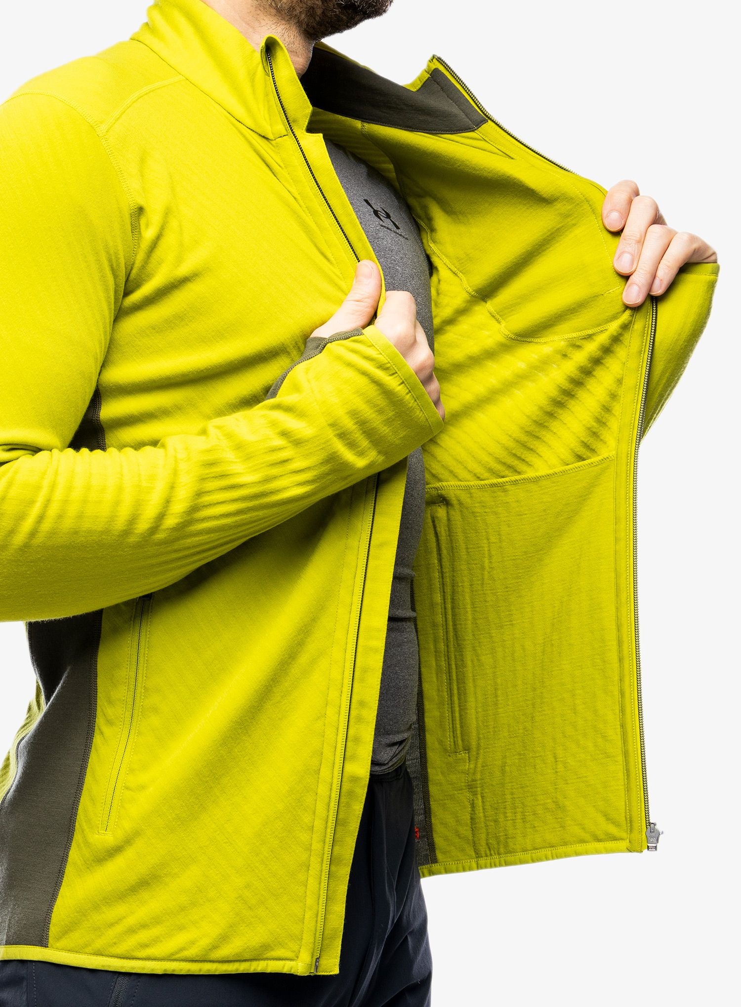 Mikina bez kapuce Icebreaker Descender L/S Zip - bio lime/loden