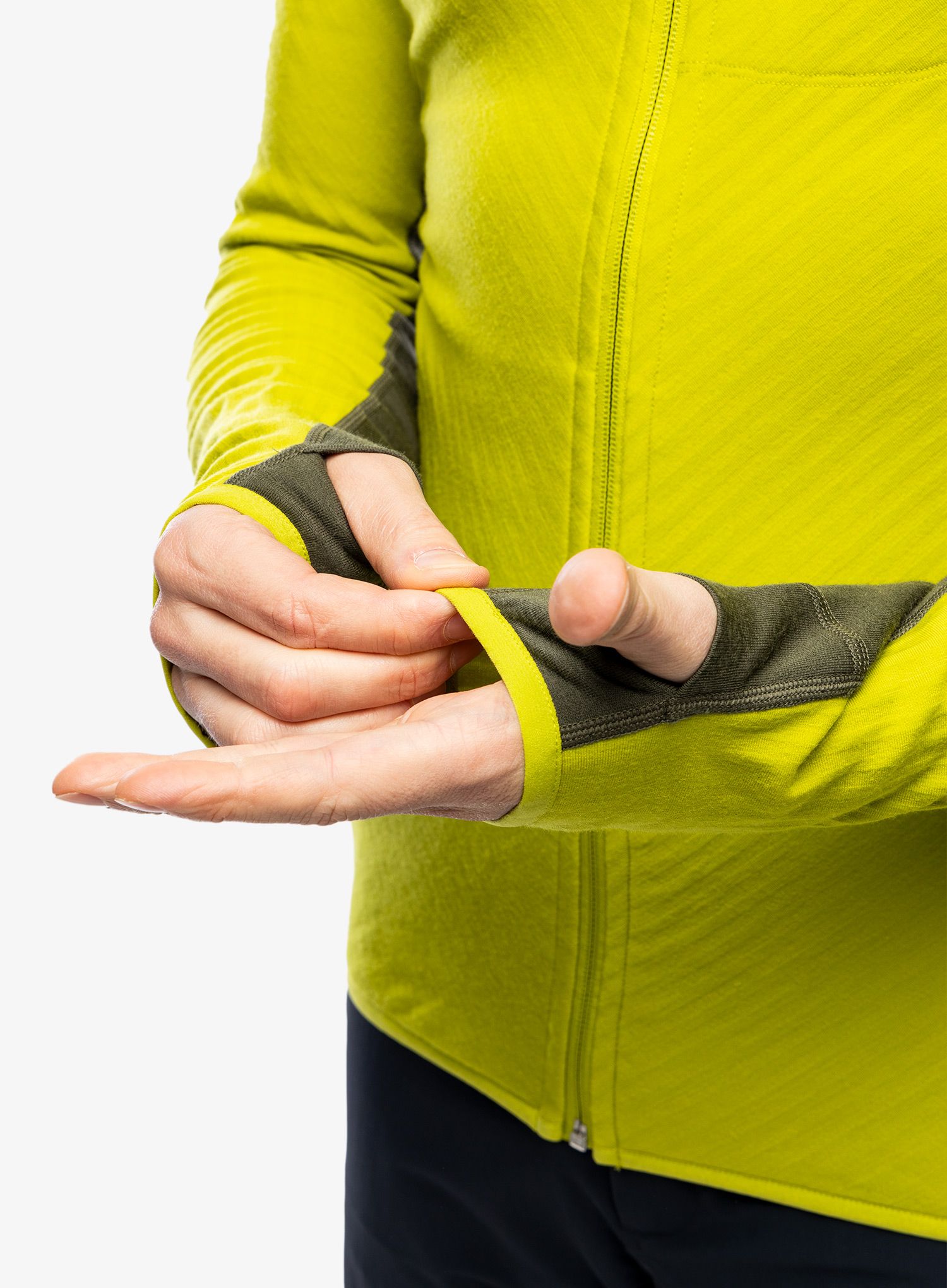 Mikina bez kapuce Icebreaker Descender L/S Zip - bio lime/loden