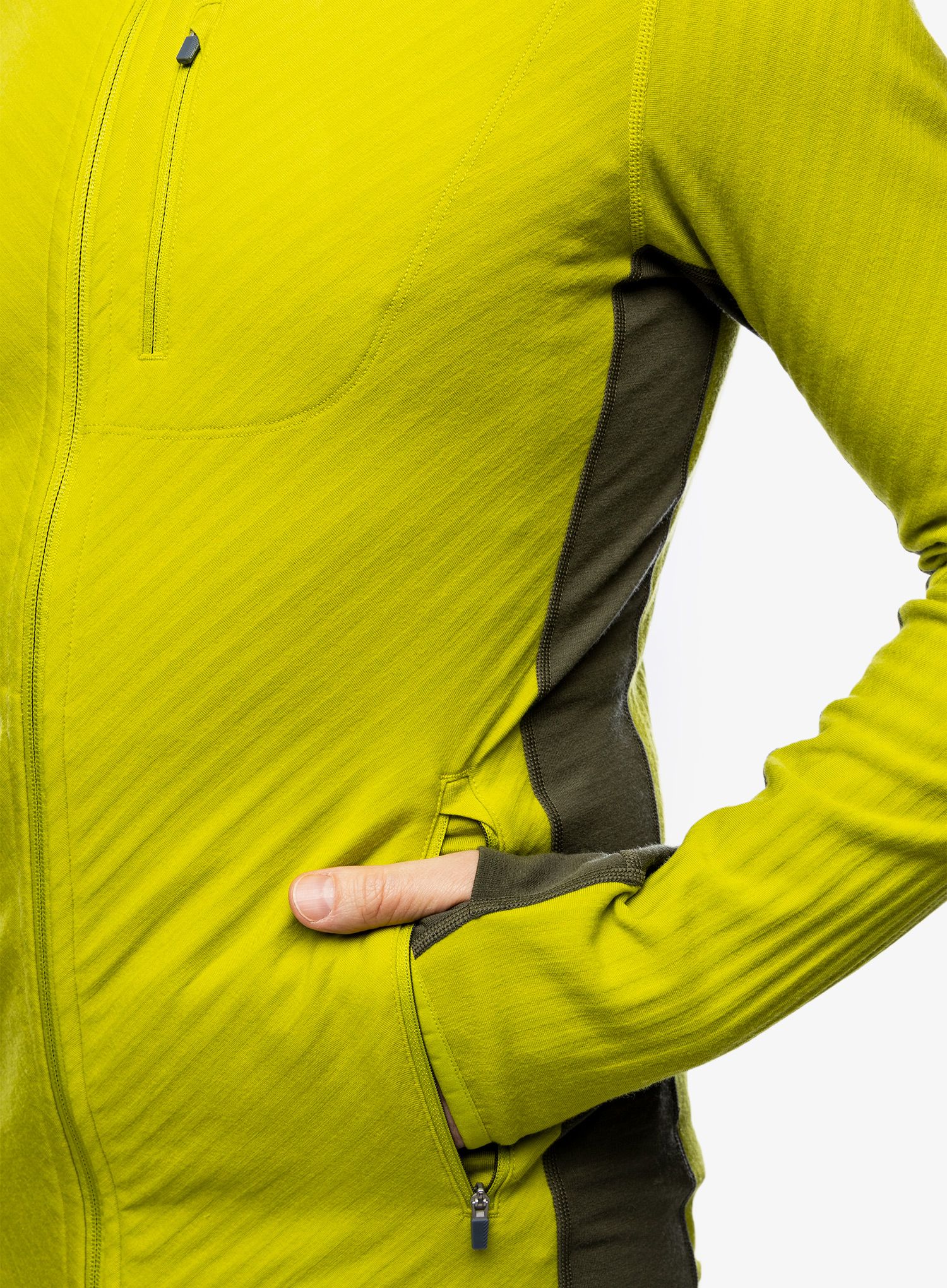Mikina bez kapuce Icebreaker Descender L/S Zip - bio lime/loden