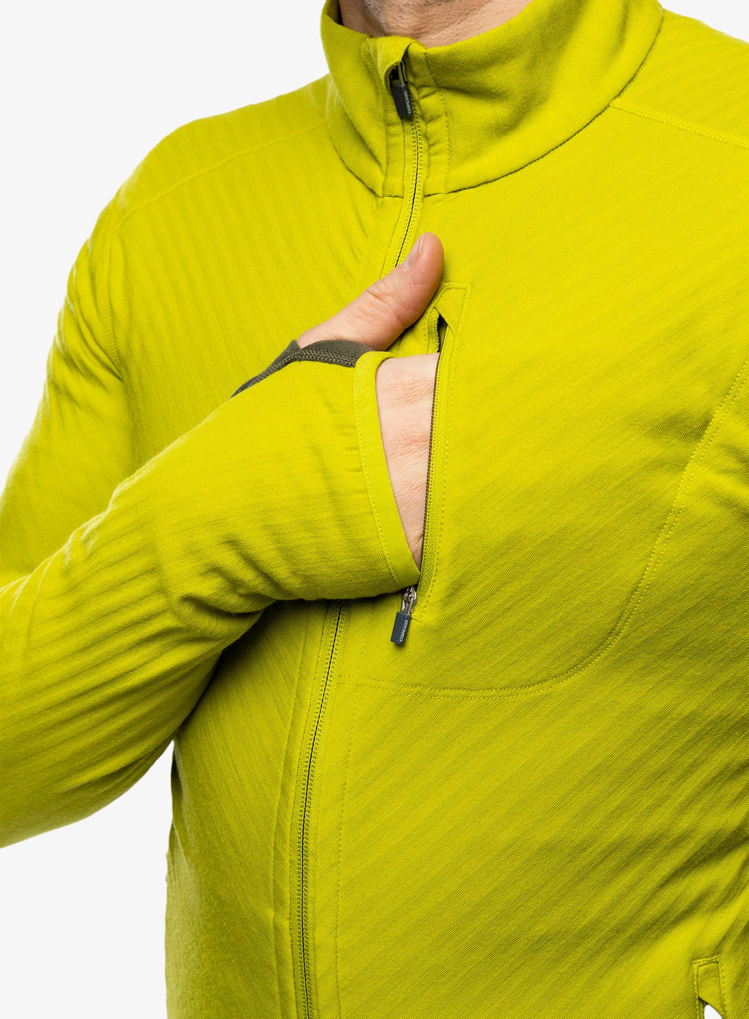 Mikina bez kapuce Icebreaker Descender L/S Zip - bio lime/loden