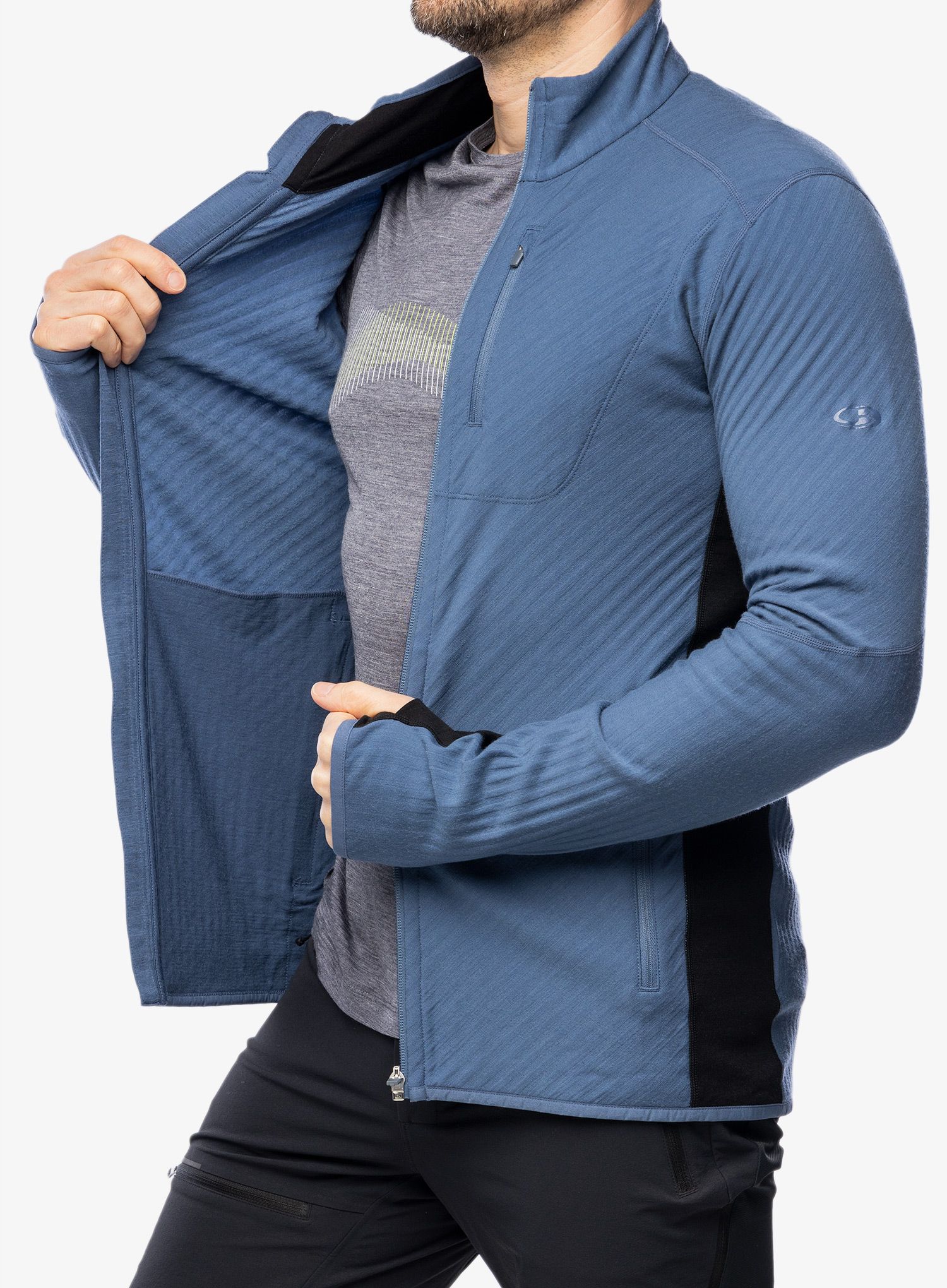 Rozepínací mikina Icebreaker Descender L/S Zip - dawn/black/cb