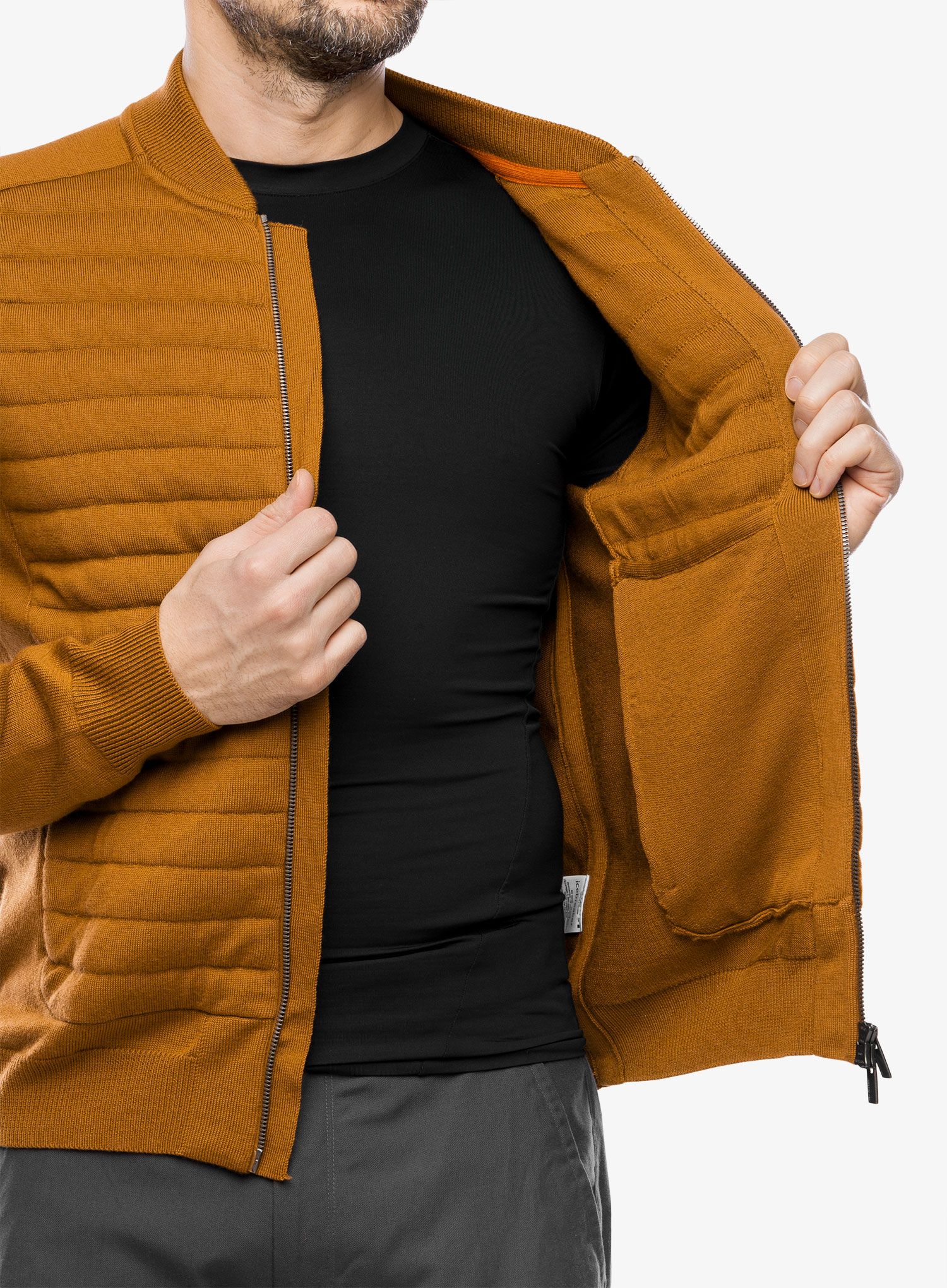 Hybridní bunda Icebreaker ICL ZoneKnit Insulated Knit Bomber - clove