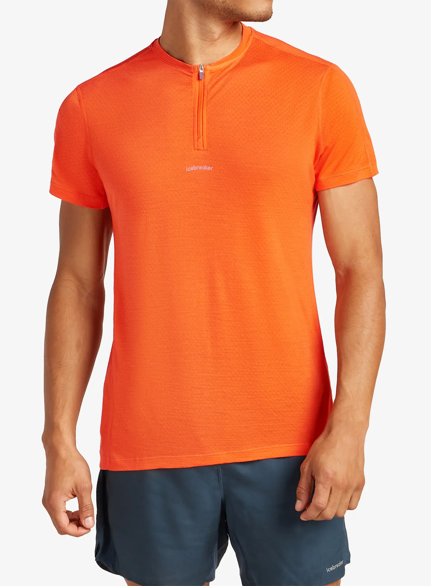 Běžecké tričko Icebreaker Merino 125 Cool-Lite Speed SS Quarter Zip - blaze