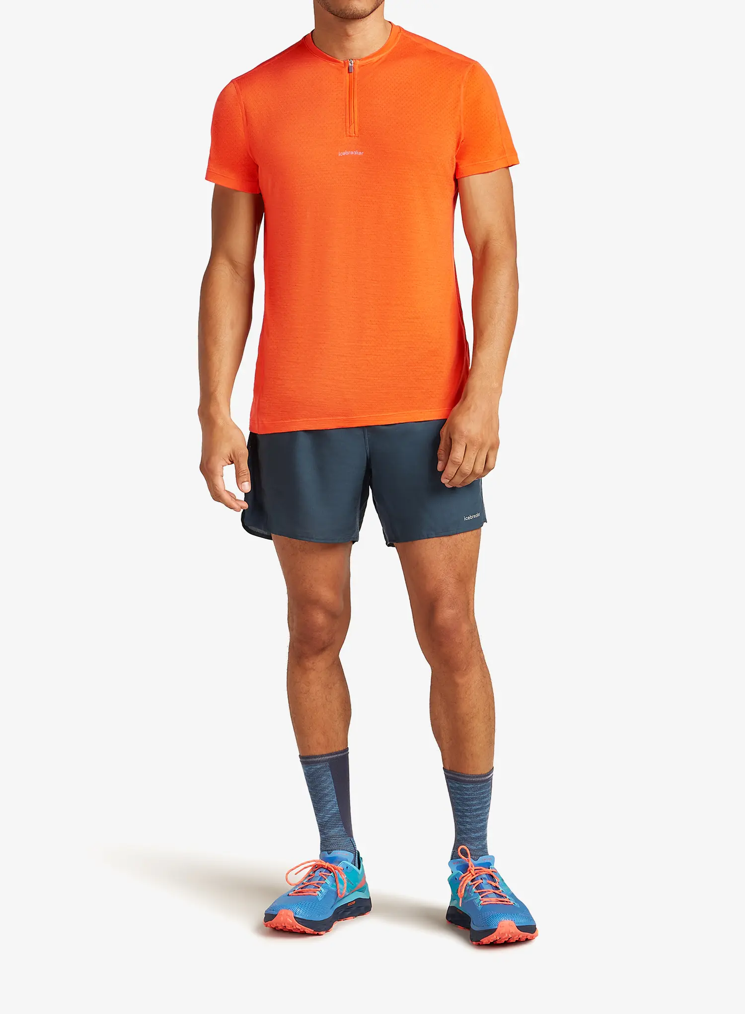 Běžecké tričko Icebreaker Merino 125 Cool-Lite Speed SS Quarter Zip - blaze