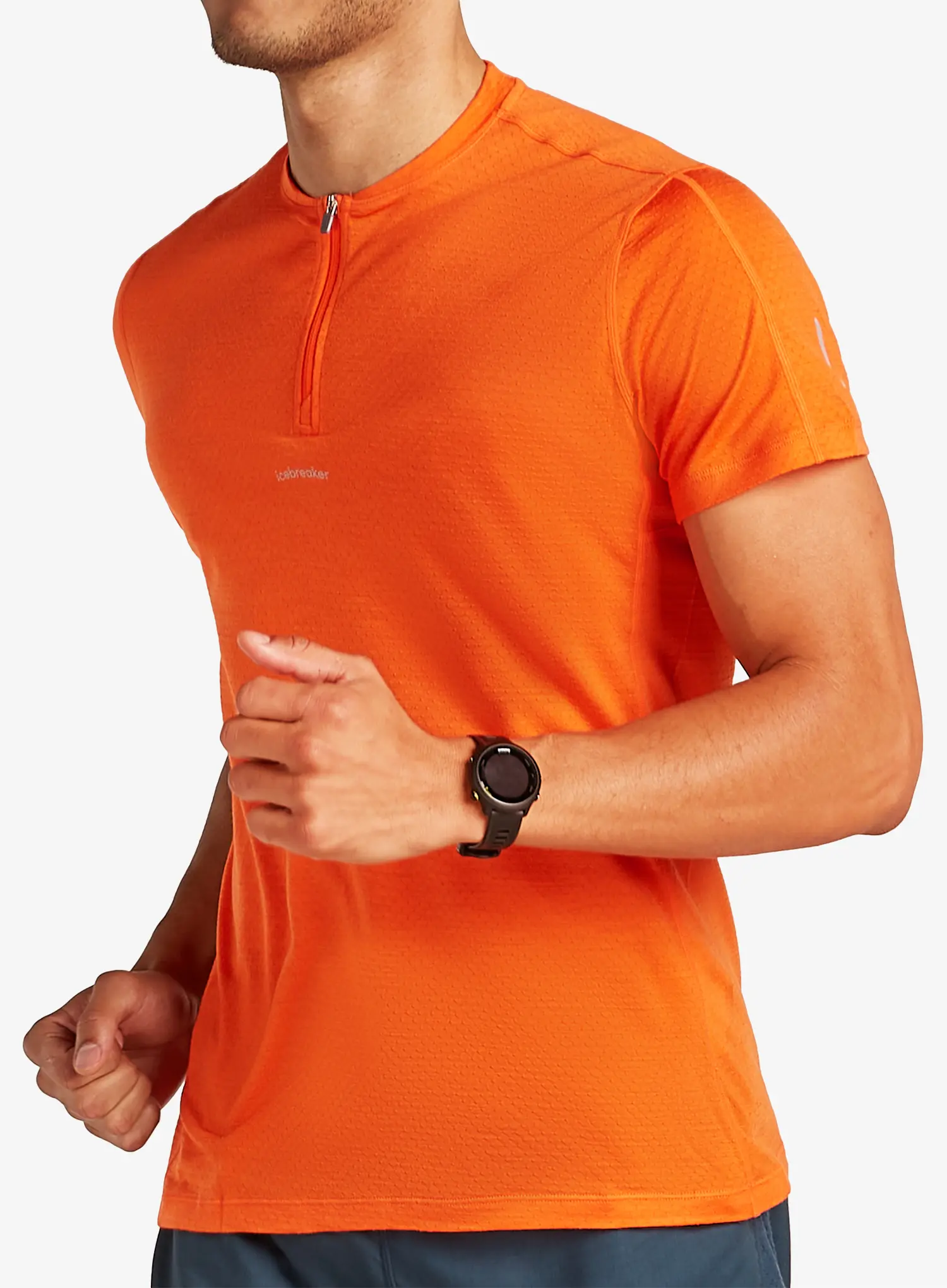 Běžecké tričko Icebreaker Merino 125 Cool-Lite Speed SS Quarter Zip - blaze